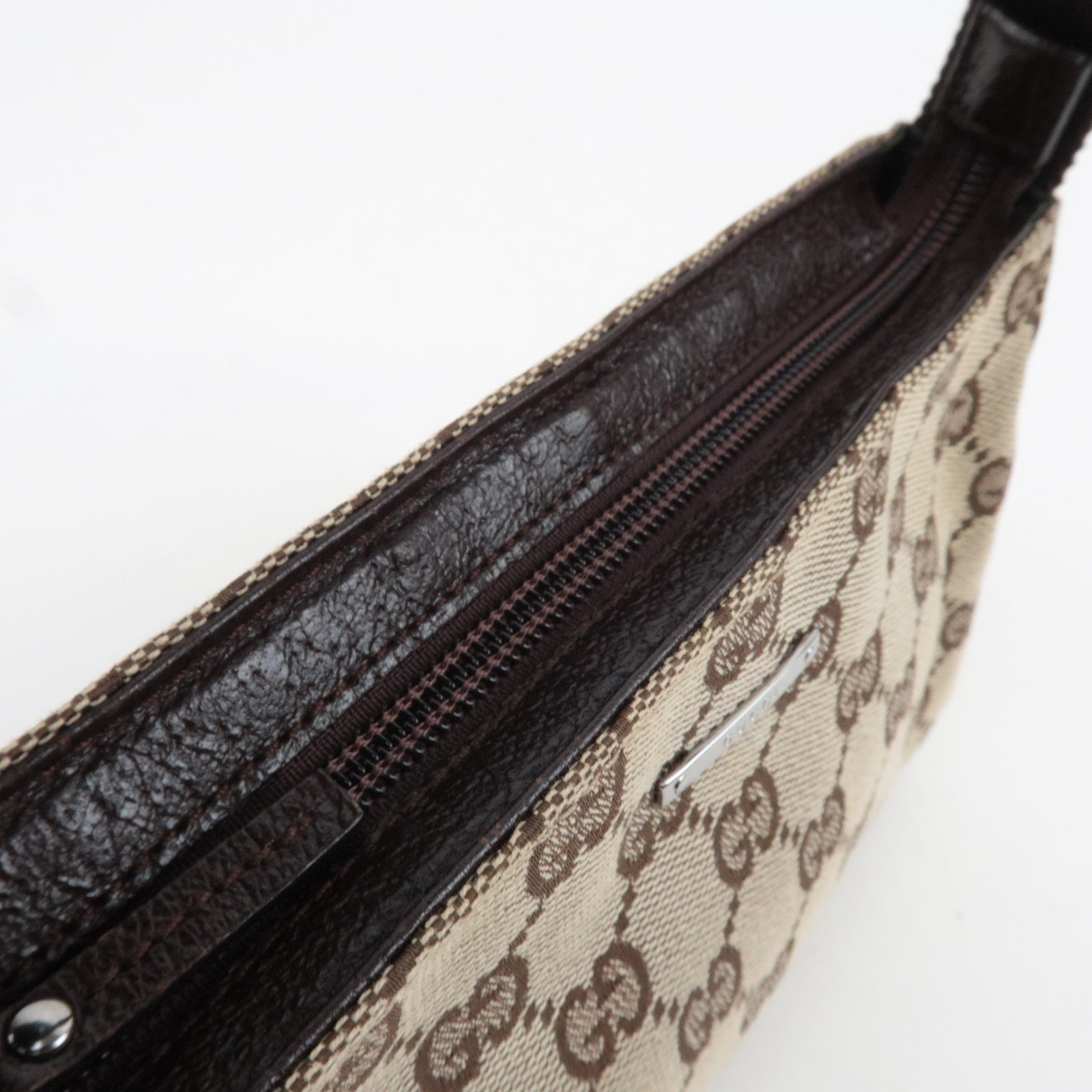 GUCCI Canvas Leather Small Shoulder Bag GG Beige 106644