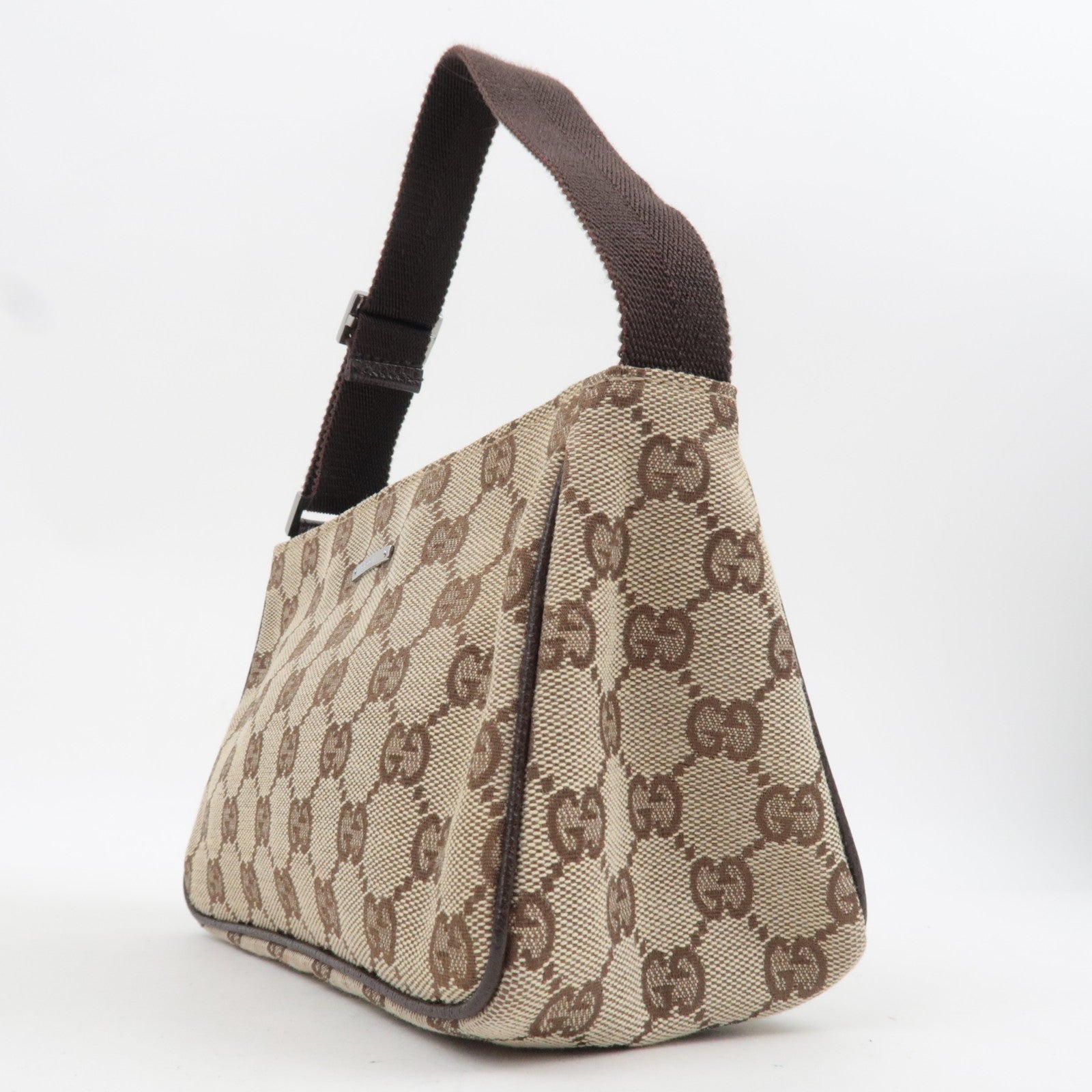GUCCI Canvas Leather Small Shoulder Bag GG Beige 106644