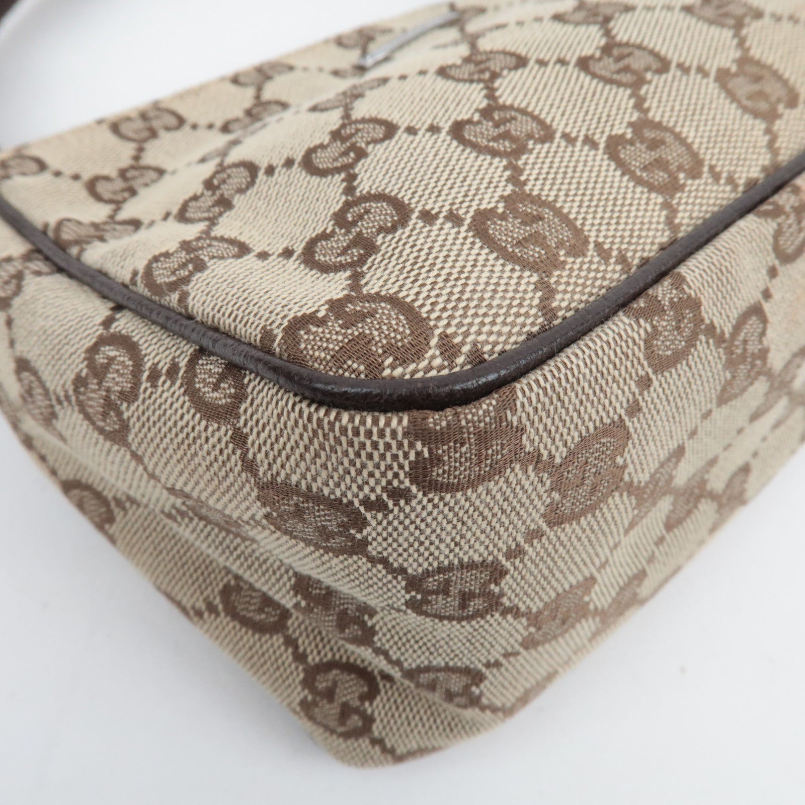 GUCCI Canvas Leather Small Shoulder Bag GG Beige 106644