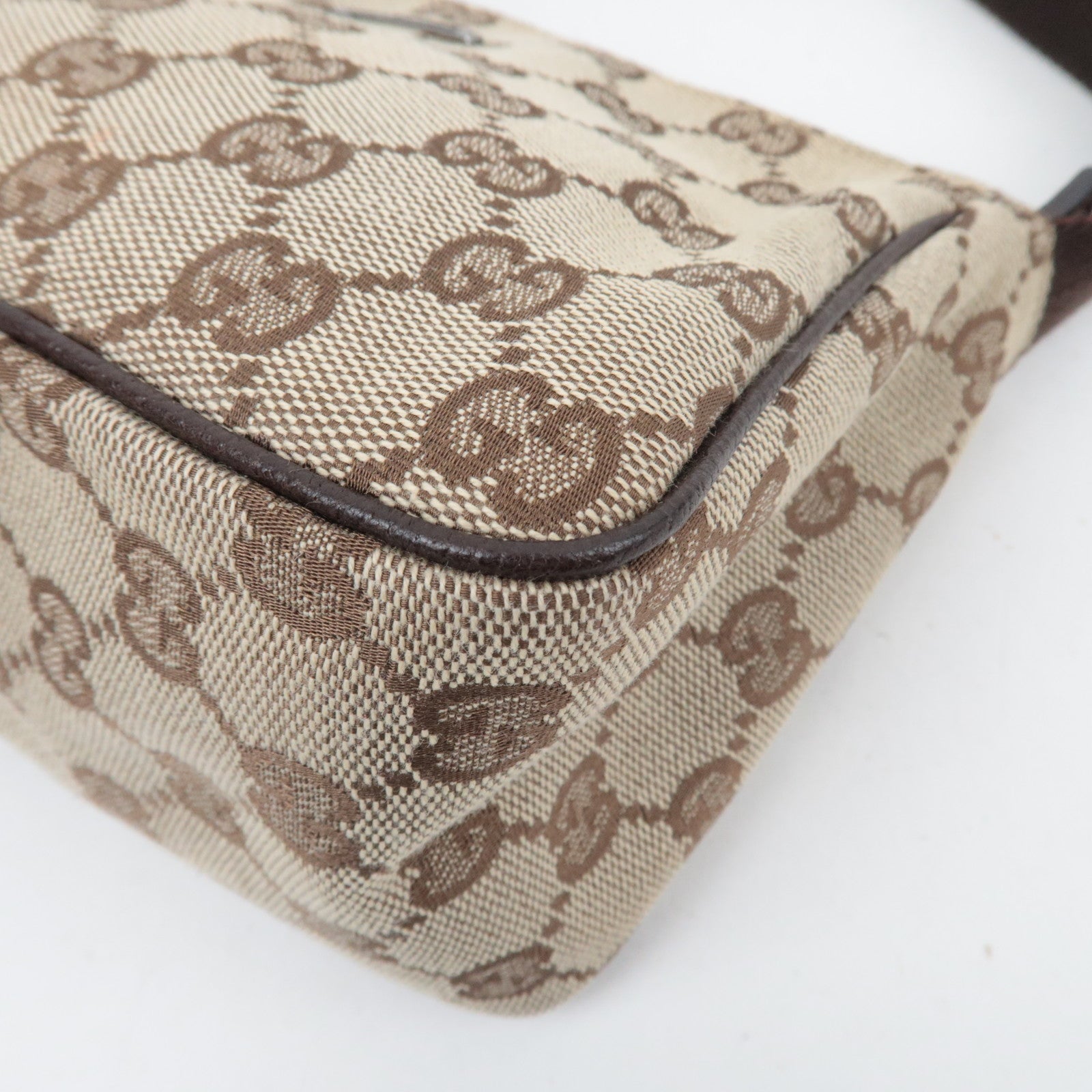 GUCCI Canvas Leather Small Shoulder Bag GG Beige 106644