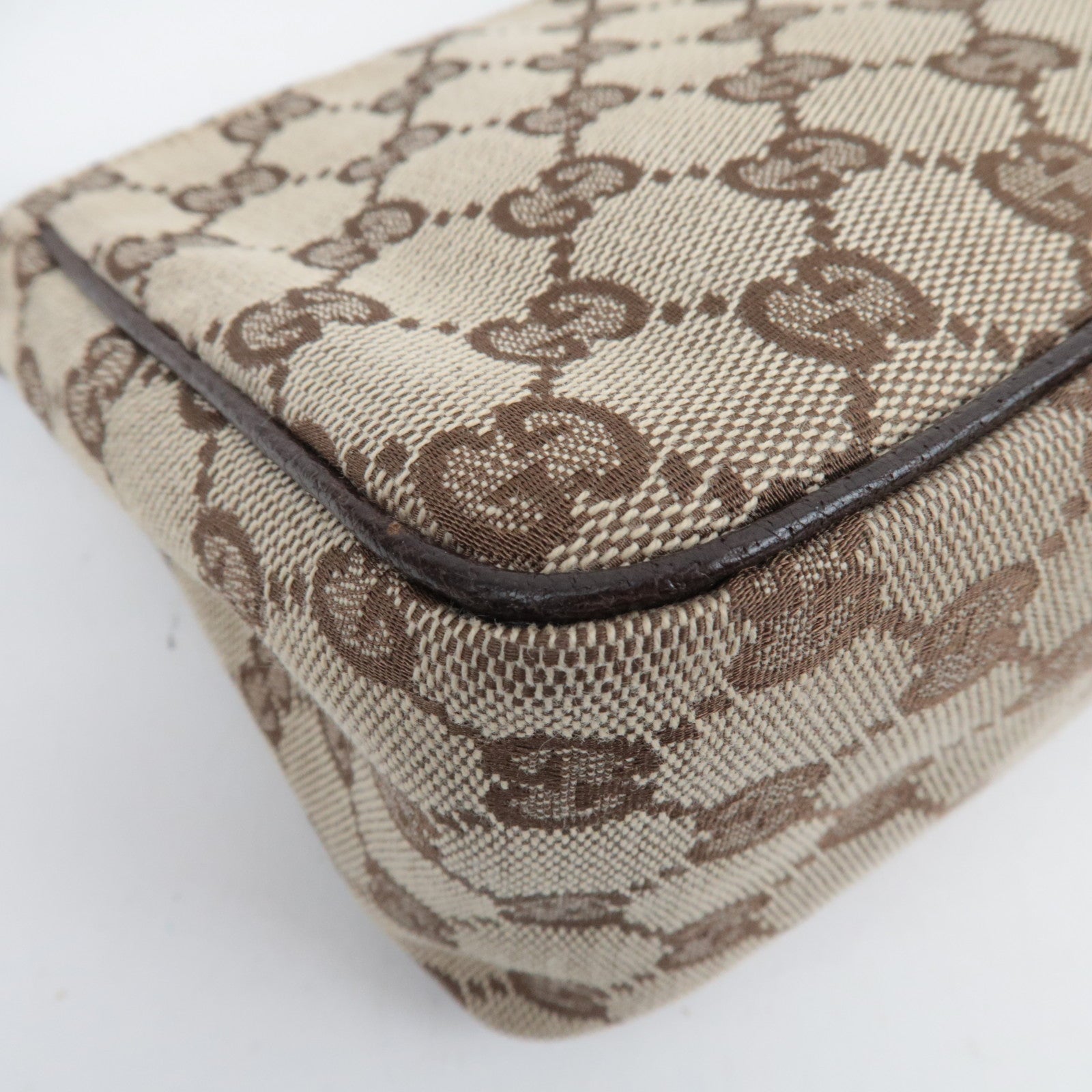 GUCCI Canvas Leather Small Shoulder Bag GG Beige 106644