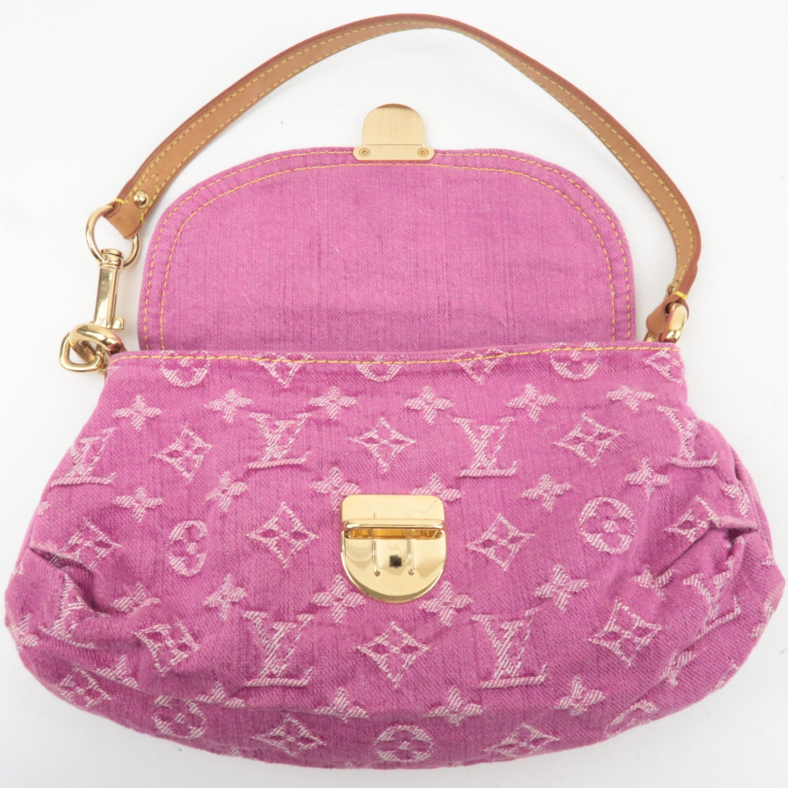 Louis Vuitton Monogram Denim Mini Pleaty Bag Pink M95216