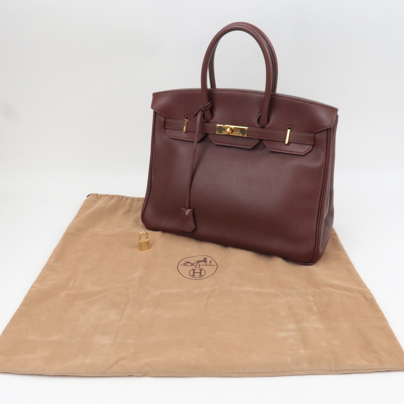 HERMES Birkin 35 Ardennes Brown □A Stamp (1997)