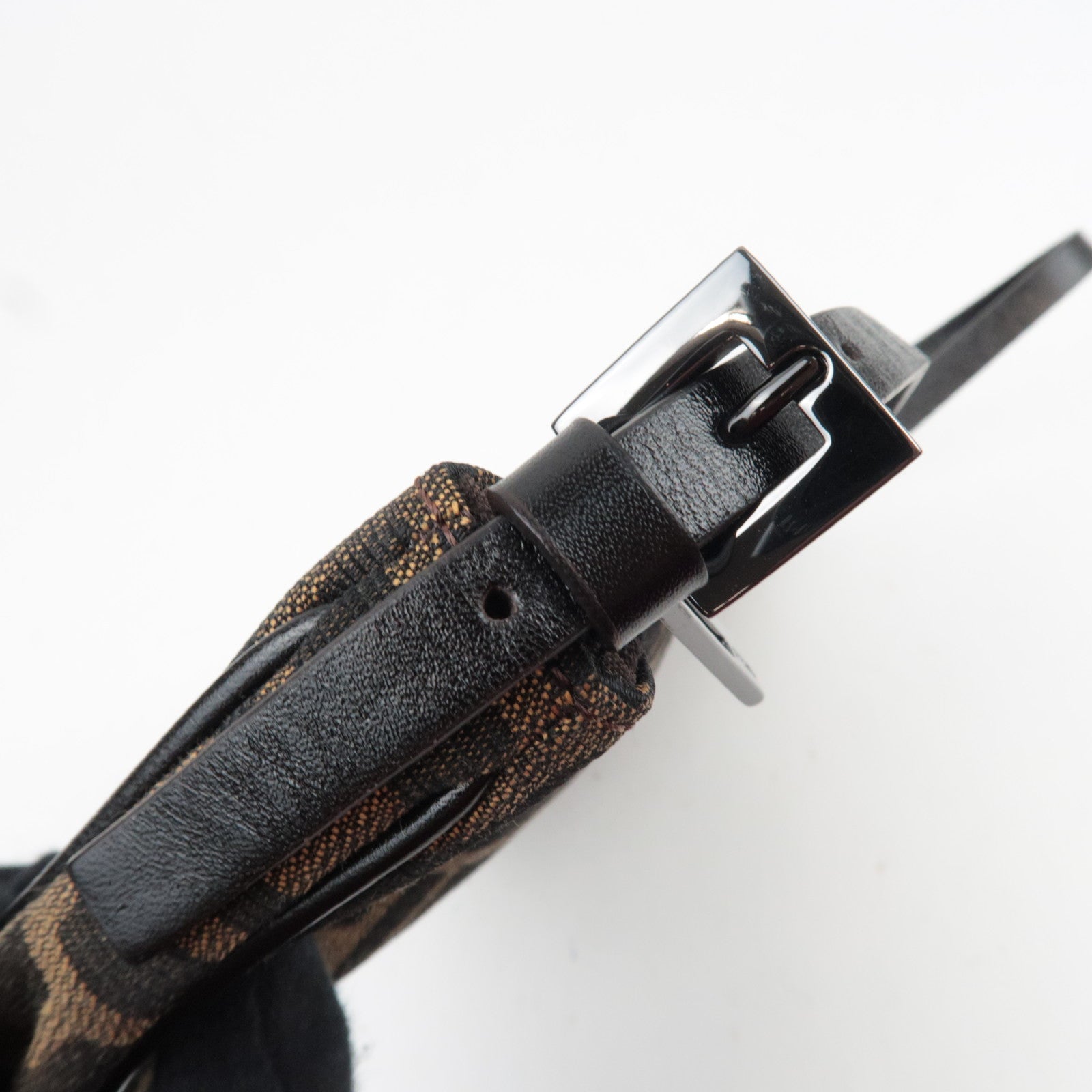 FENDI Zucca Canvas Leather Shoulder Bag 8BR133