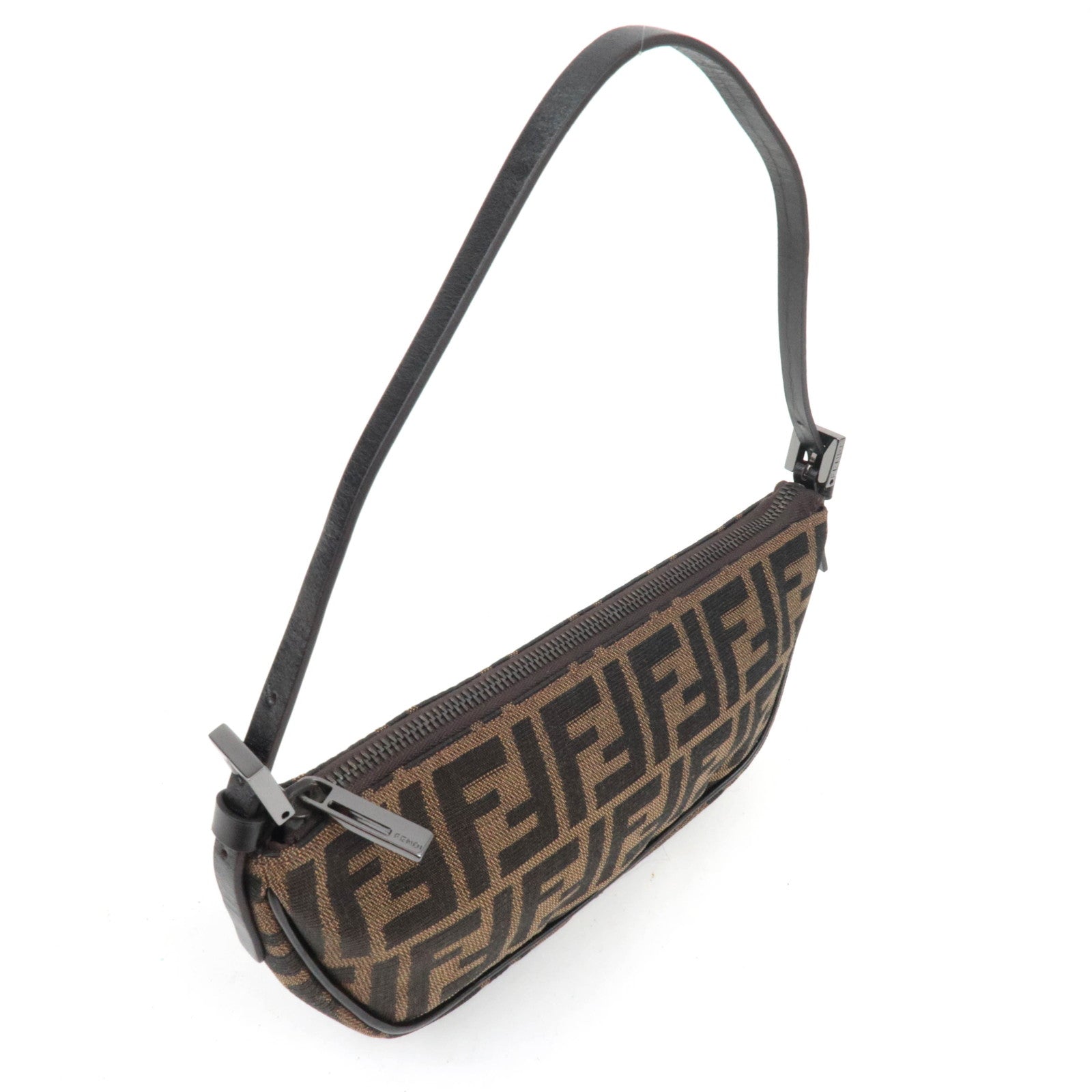 FENDI Zucca Canvas Leather Shoulder Bag 8BR133