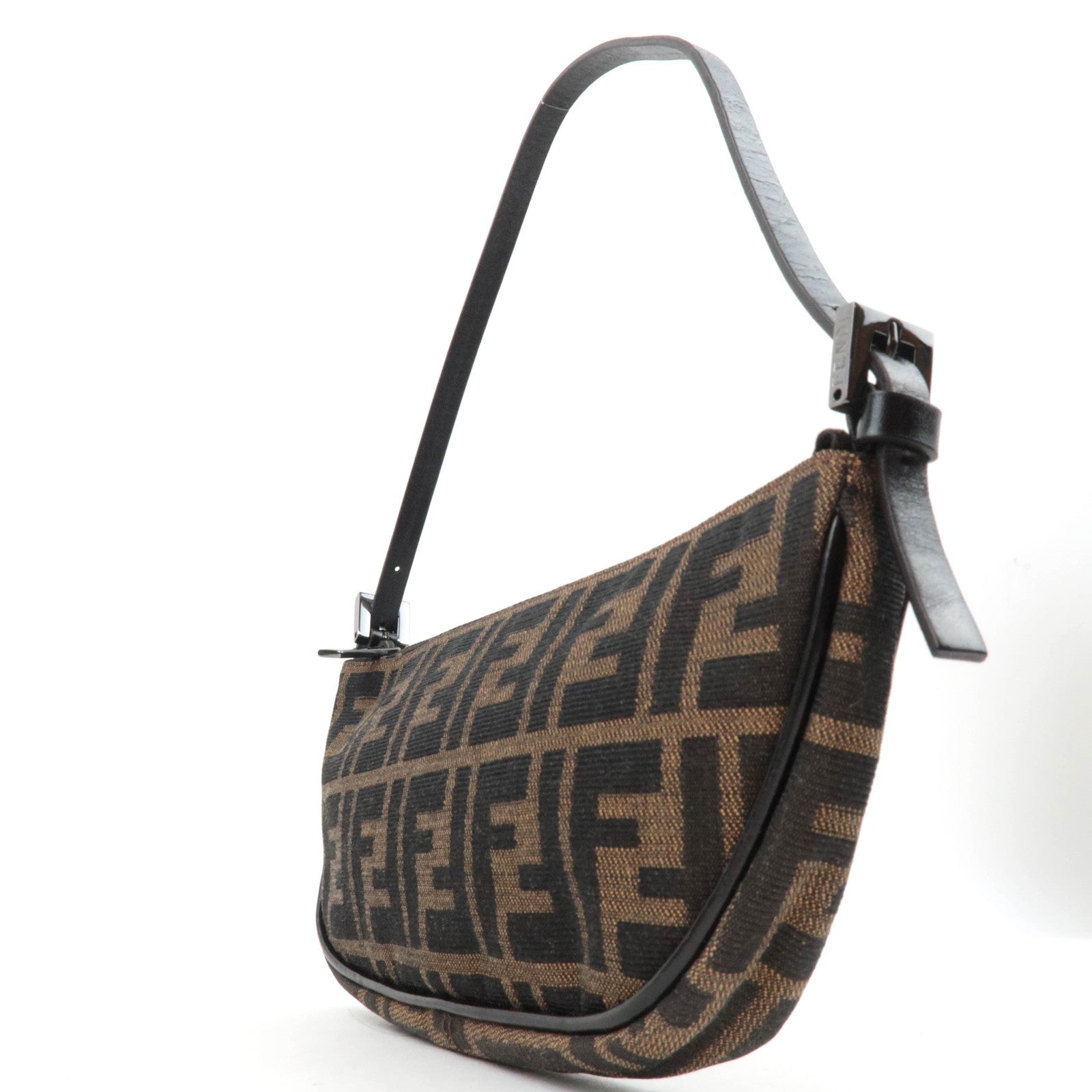 FENDI Zucca Canvas Leather Shoulder Bag 8BR133