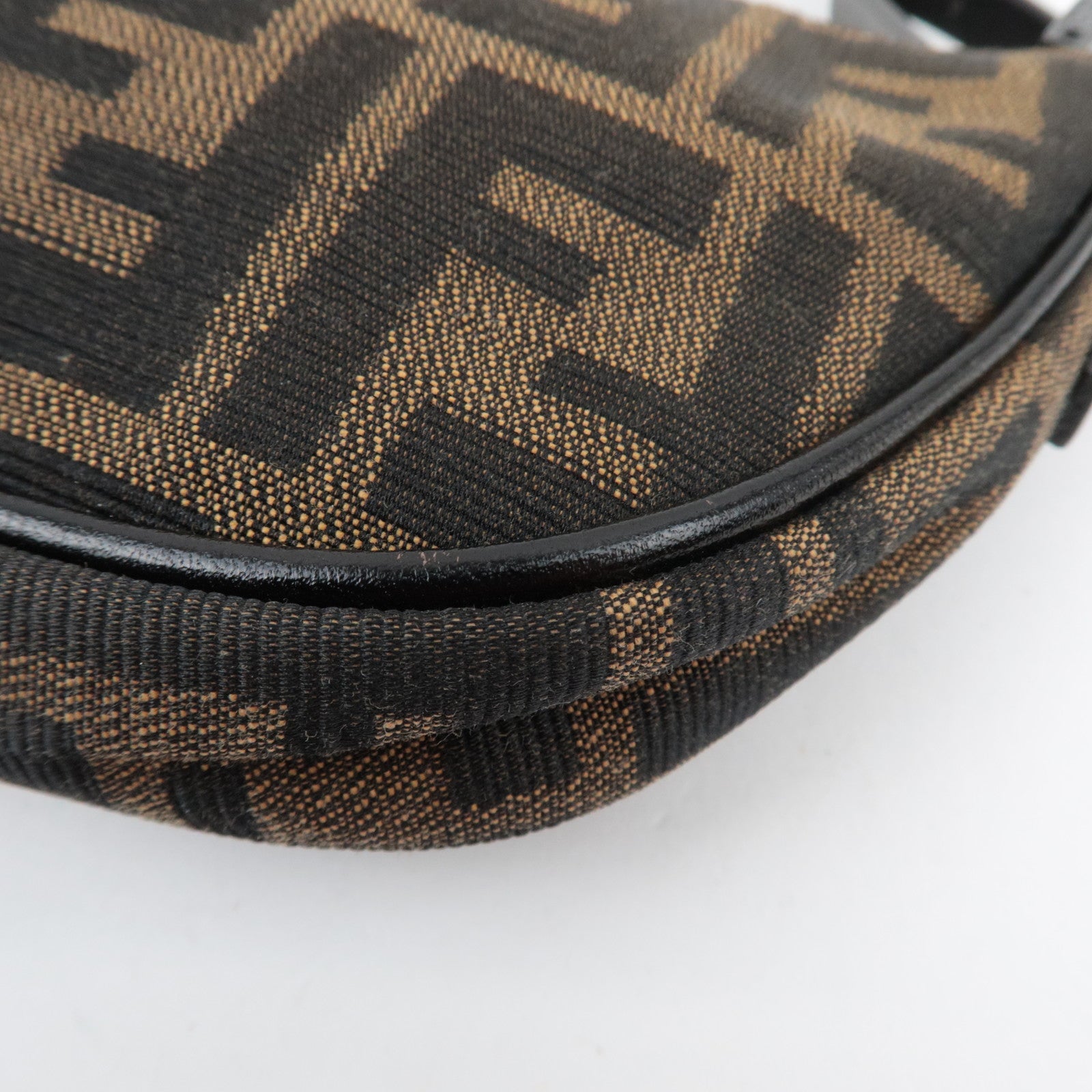 FENDI Zucca Canvas Leather Shoulder Bag 8BR133