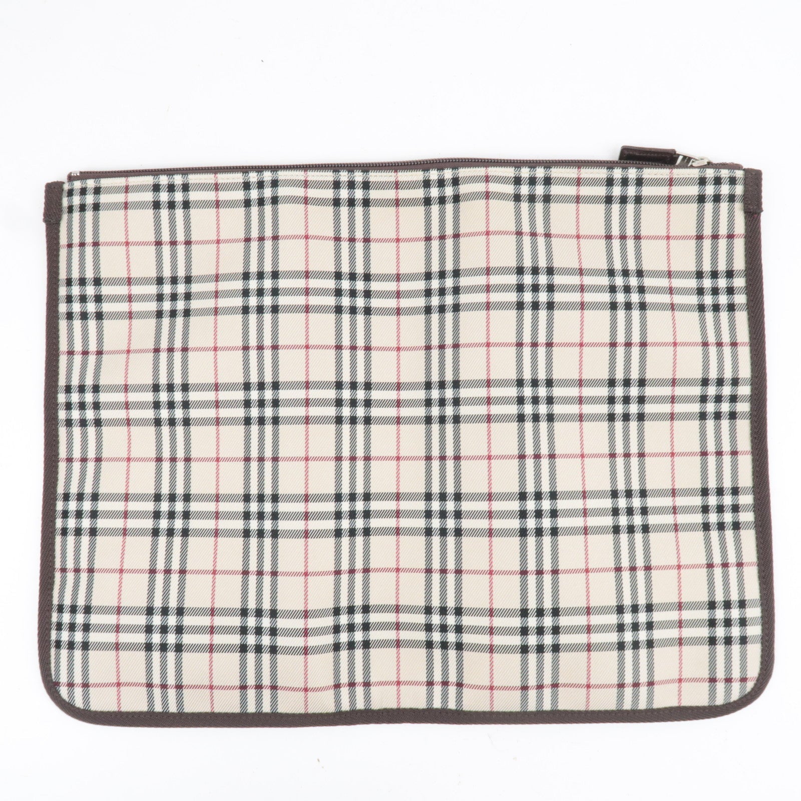 BURBERRY Novav Plaid Flat Canvas Clutch Bag