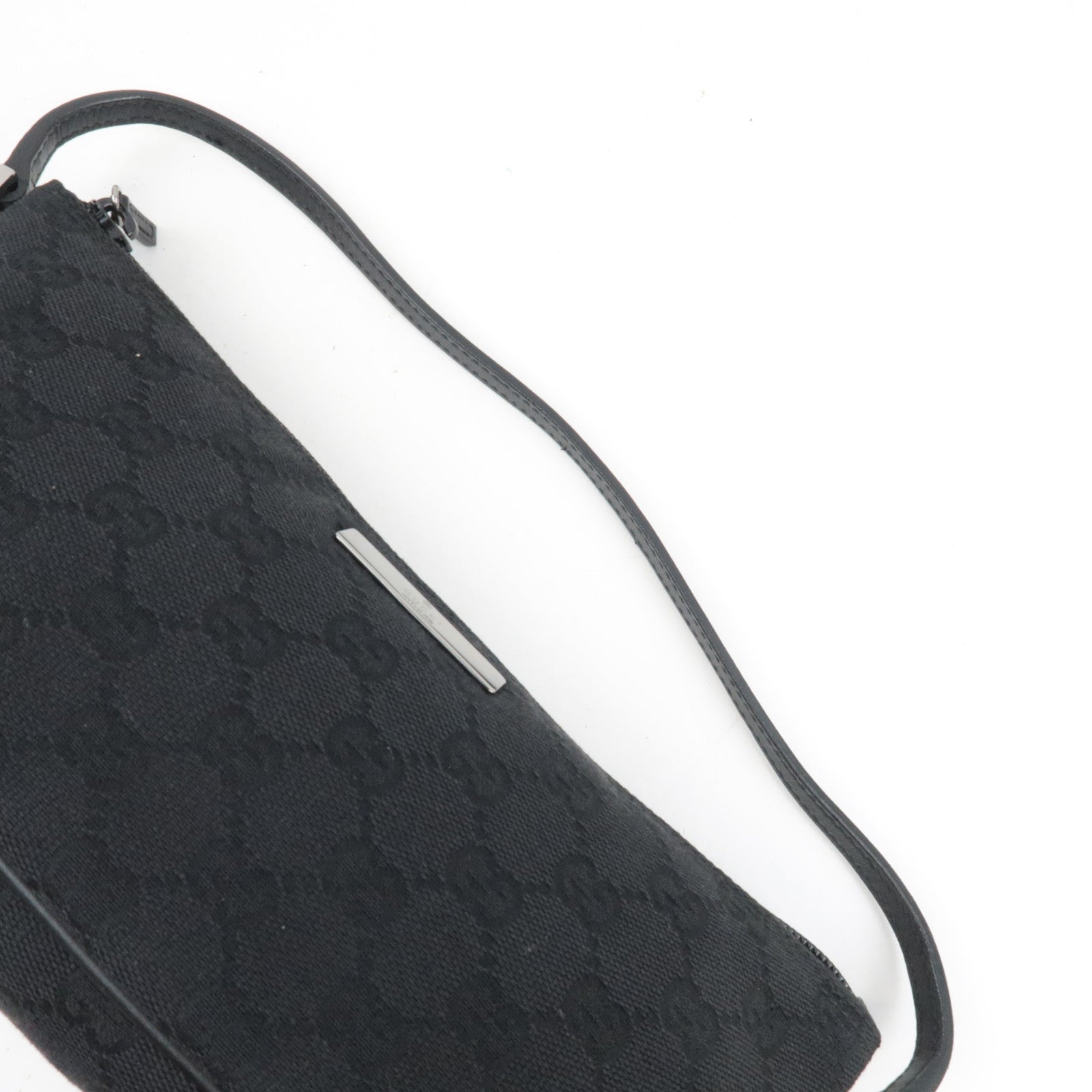 GUCCI Boat Bag GG Canvas Leather Black 07198