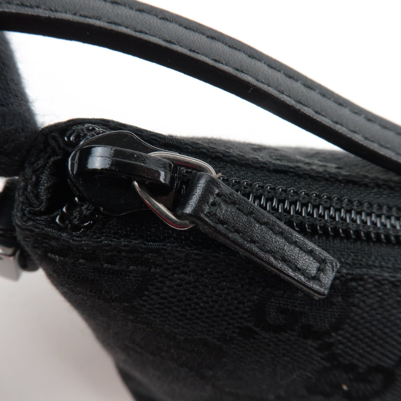 GUCCI Boat Bag GG Canvas Leather Black 07198