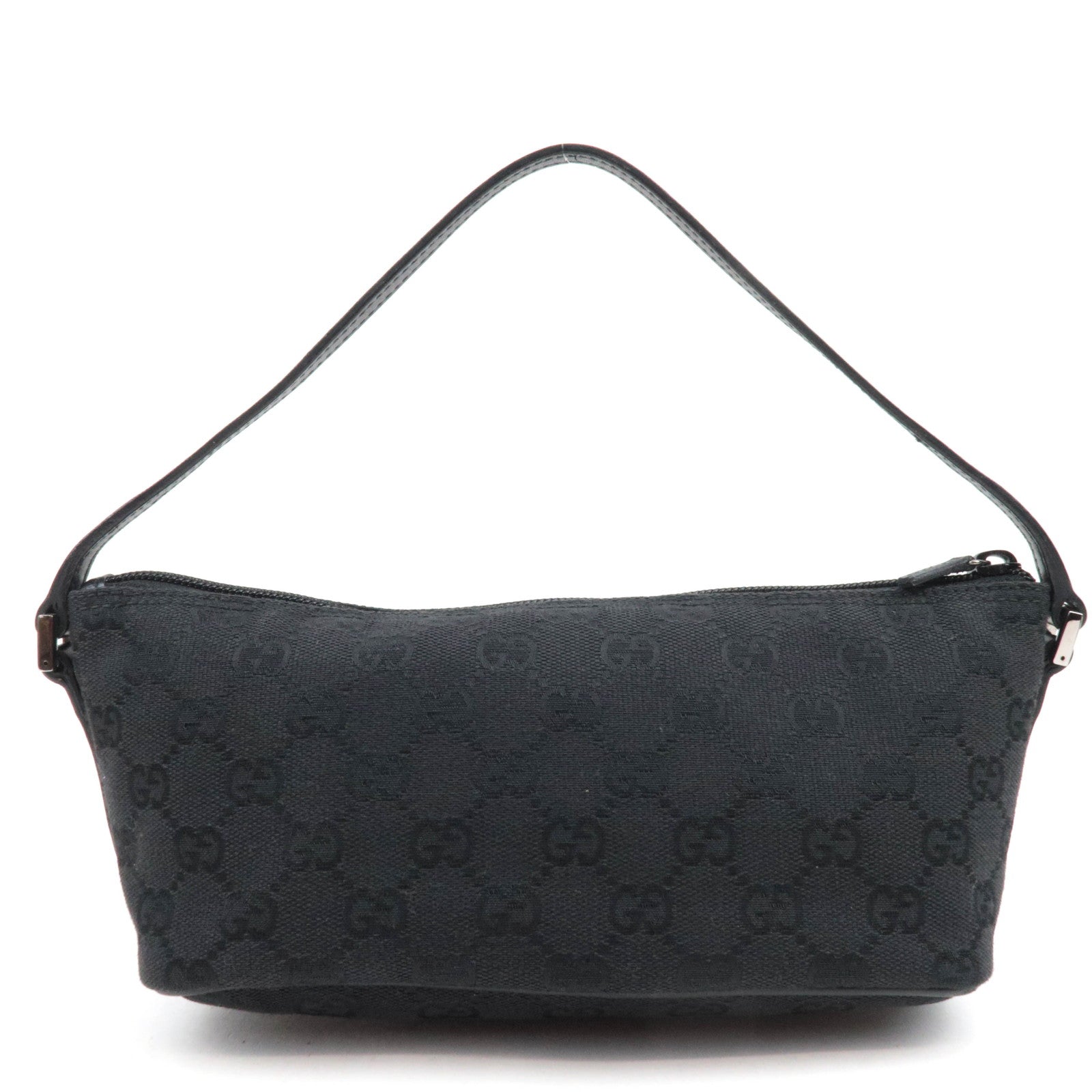 GUCCI Boat Bag GG Canvas Leather Black 07198