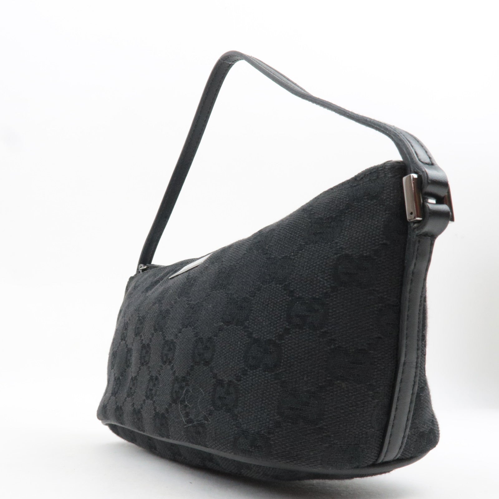 GUCCI Boat Bag GG Canvas Leather Black 07198