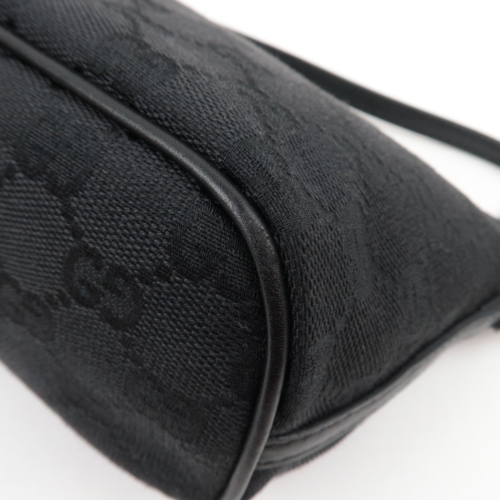 GUCCI Boat Bag GG Canvas Leather Black 07198