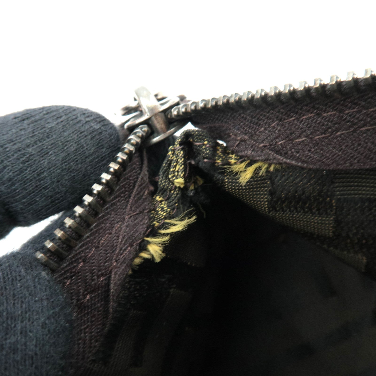 FENDI Zucca Canvas Leather Mini Pouch 7N0004