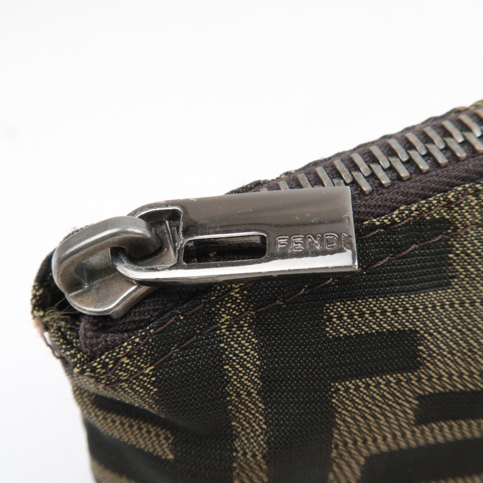 FENDI Zucca Canvas Leather Mini Pouch 7N0004