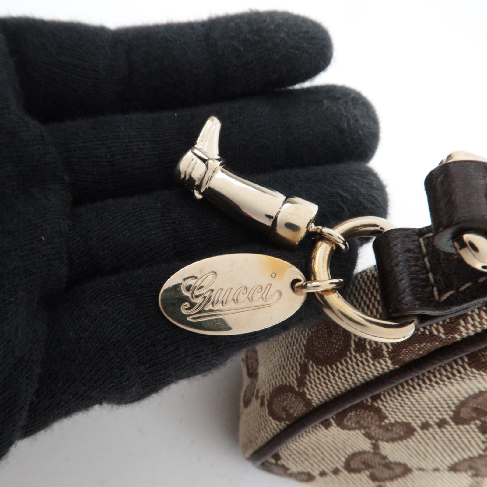 GUCCI Small Shoulder Bag GG Canvas Leather Beige 154432