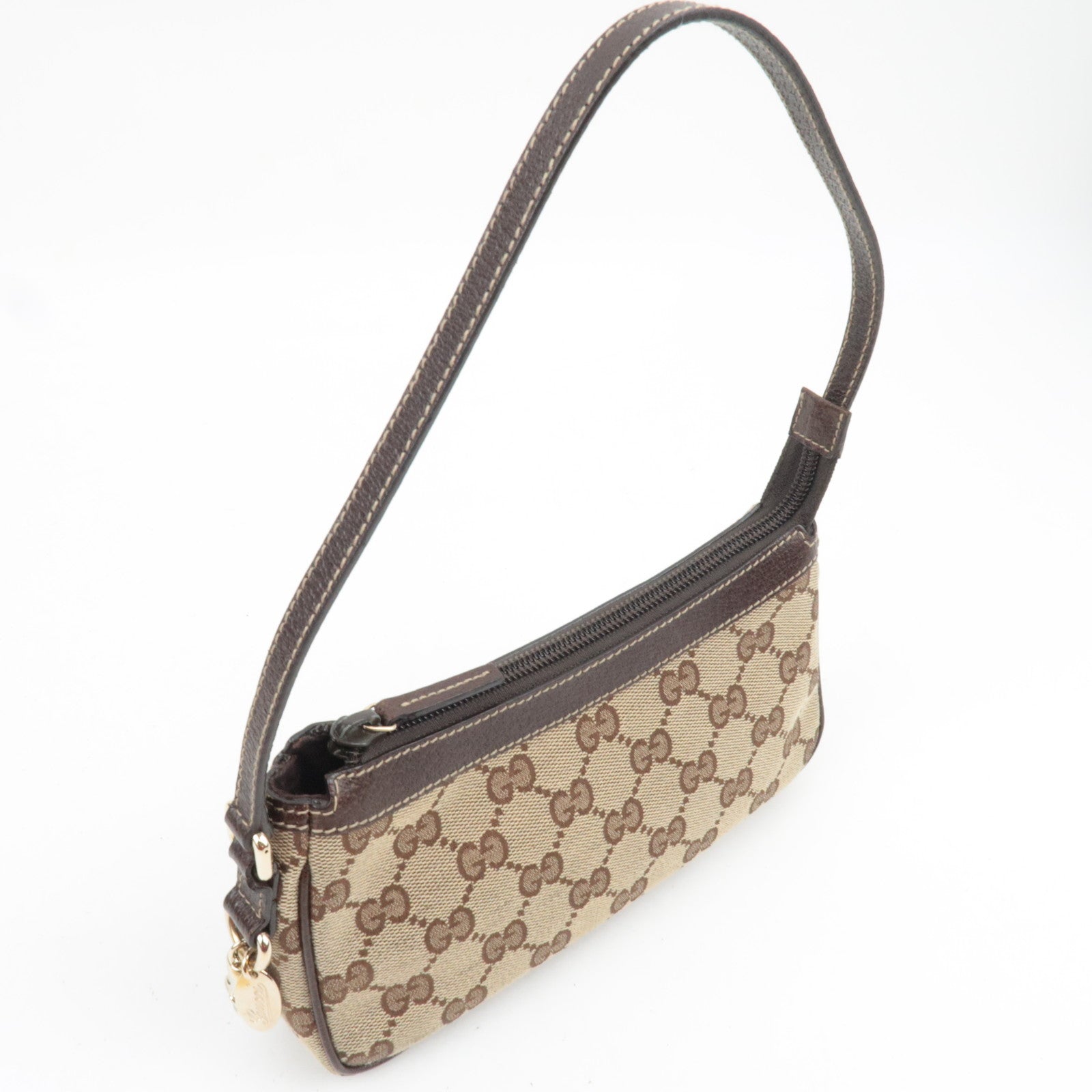 GUCCI Small Shoulder Bag GG Canvas Leather Beige 154432