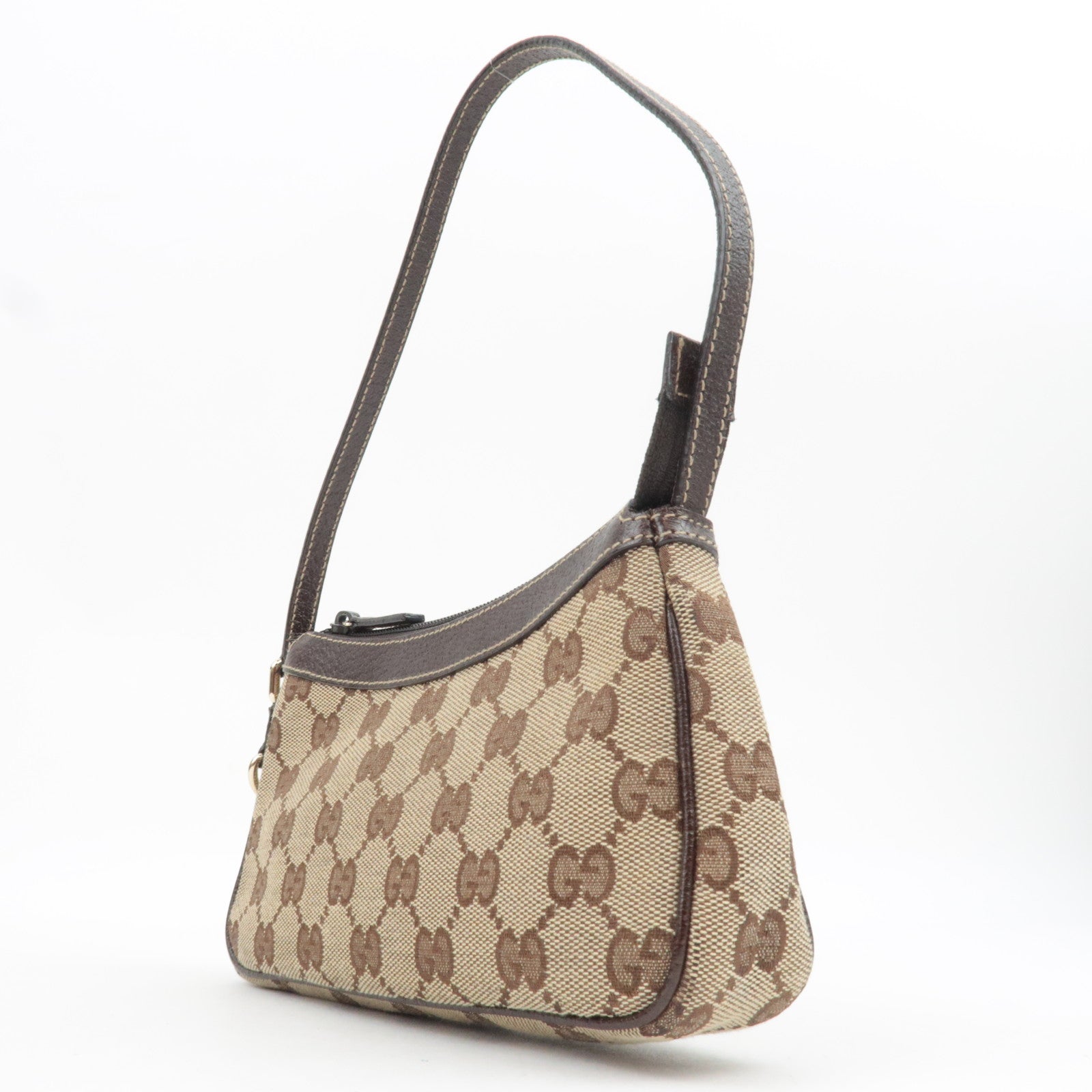GUCCI Small Shoulder Bag GG Canvas Leather Beige 154432