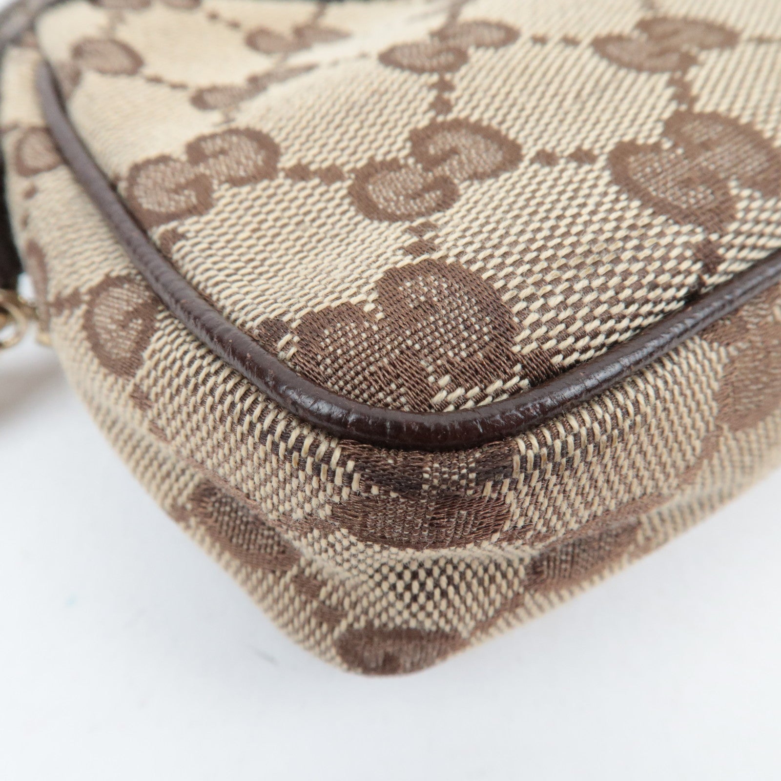 GUCCI Small Shoulder Bag GG Canvas Leather Beige 154432