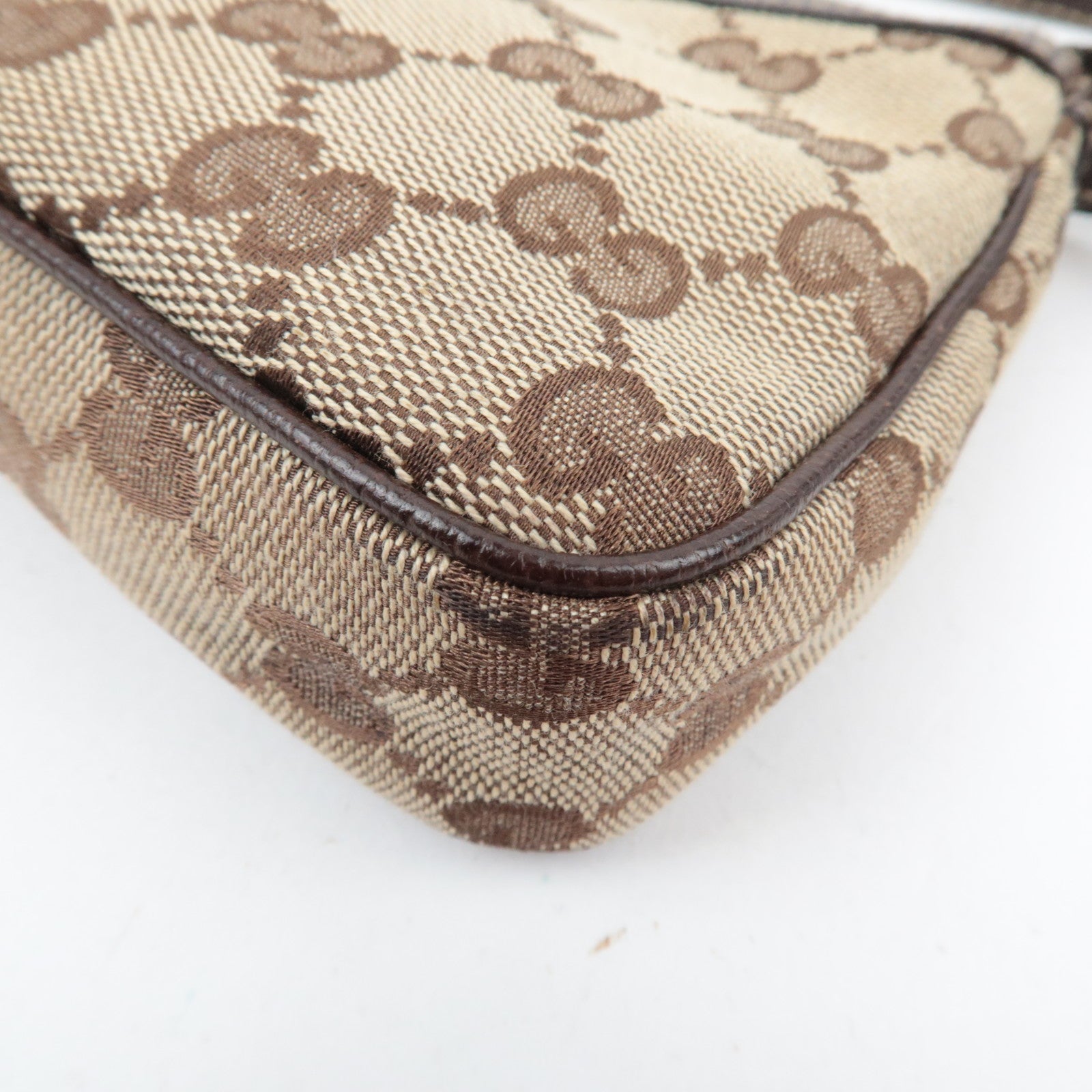 GUCCI Small Shoulder Bag GG Canvas Leather Beige 154432