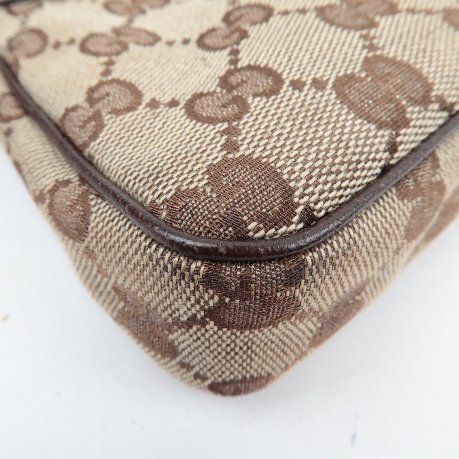 GUCCI Small Shoulder Bag GG Canvas Leather Beige 154432