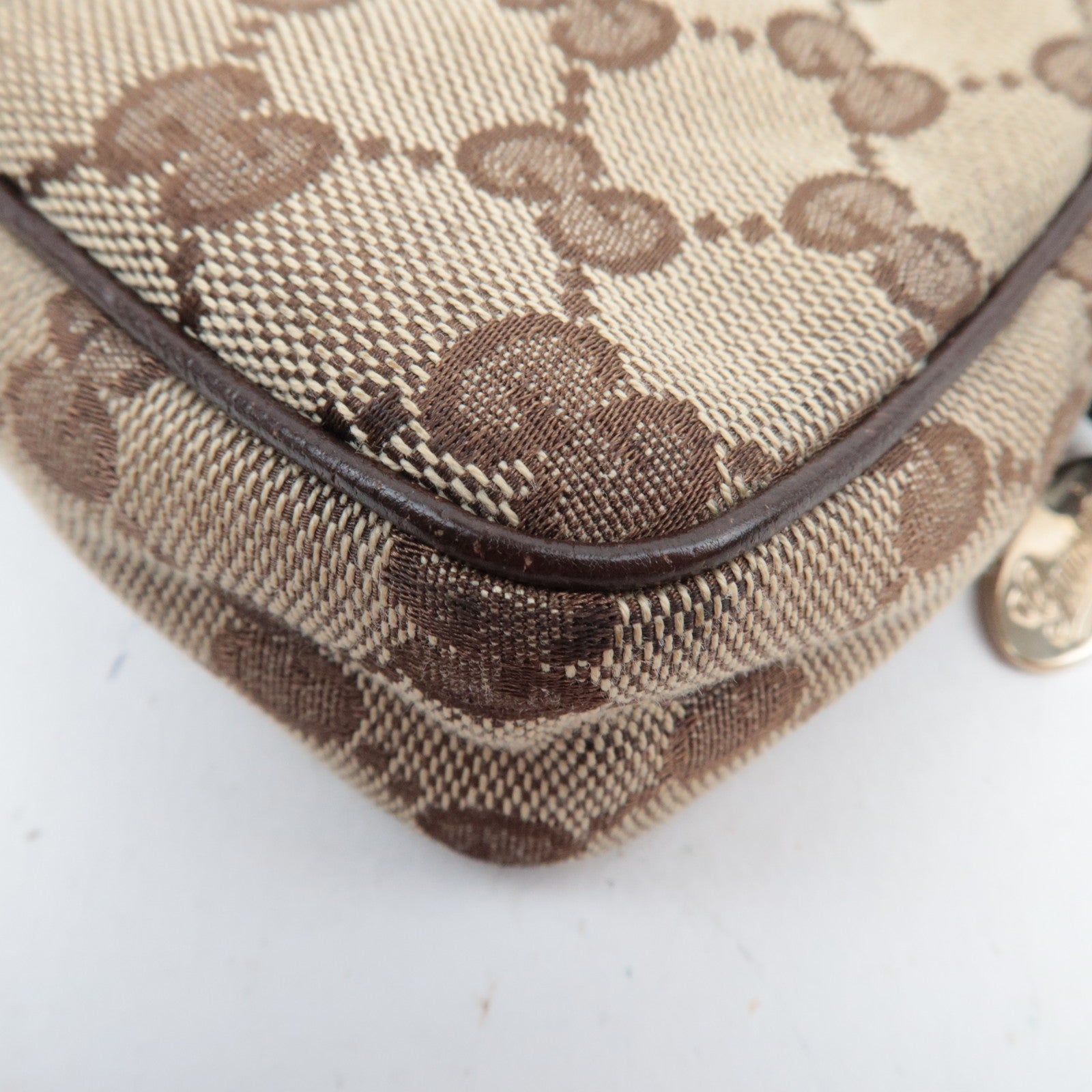 GUCCI Small Shoulder Bag GG Canvas Leather Beige 154432