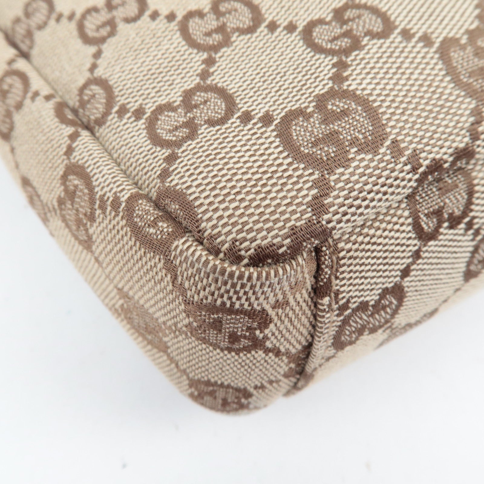 GUCCI Shoulder Bag GG Canvas Leather Beige Brown 35098