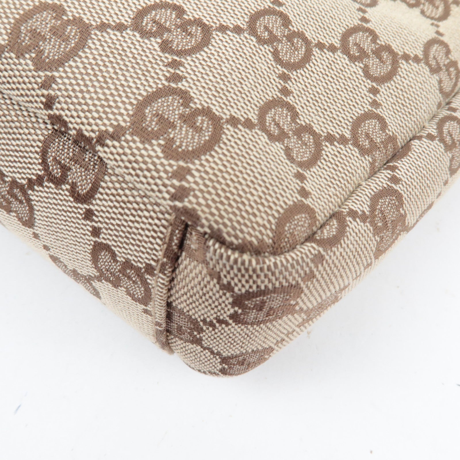 GUCCI Shoulder Bag GG Canvas Leather Beige Brown 35098