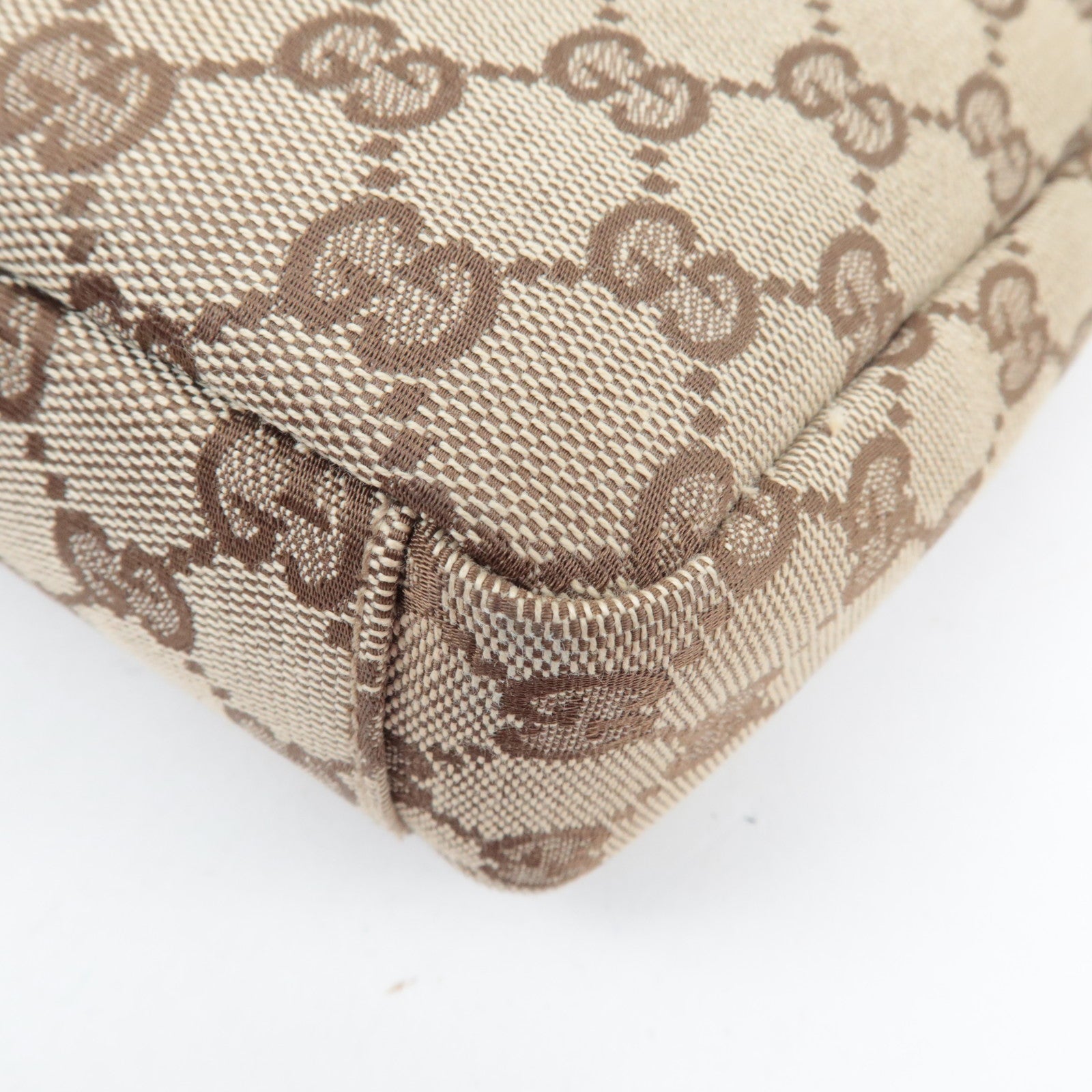 GUCCI Shoulder Bag GG Canvas Leather Beige Brown 35098