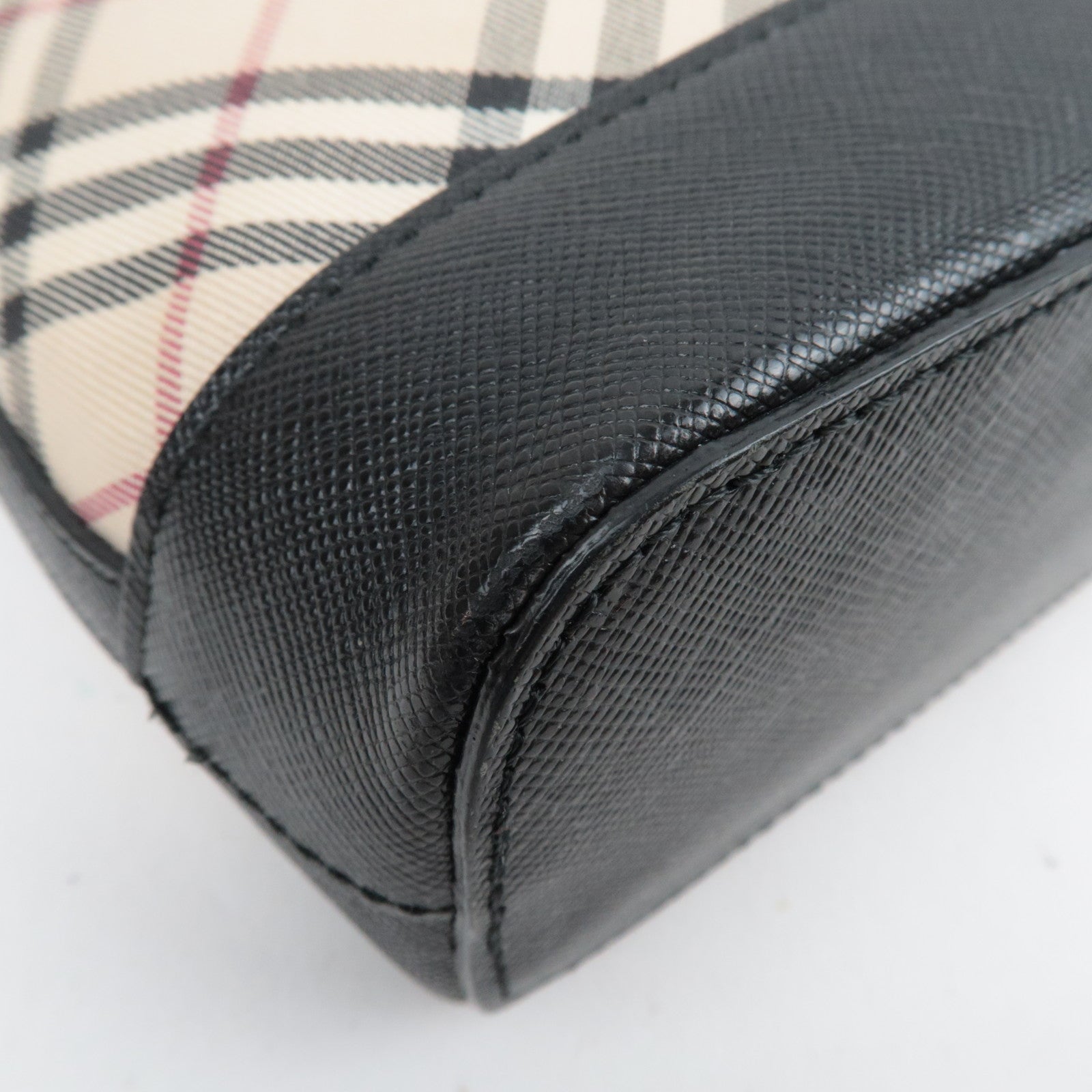 BURBERRY Nova Plaid Canvas Leather Shoulder Bag