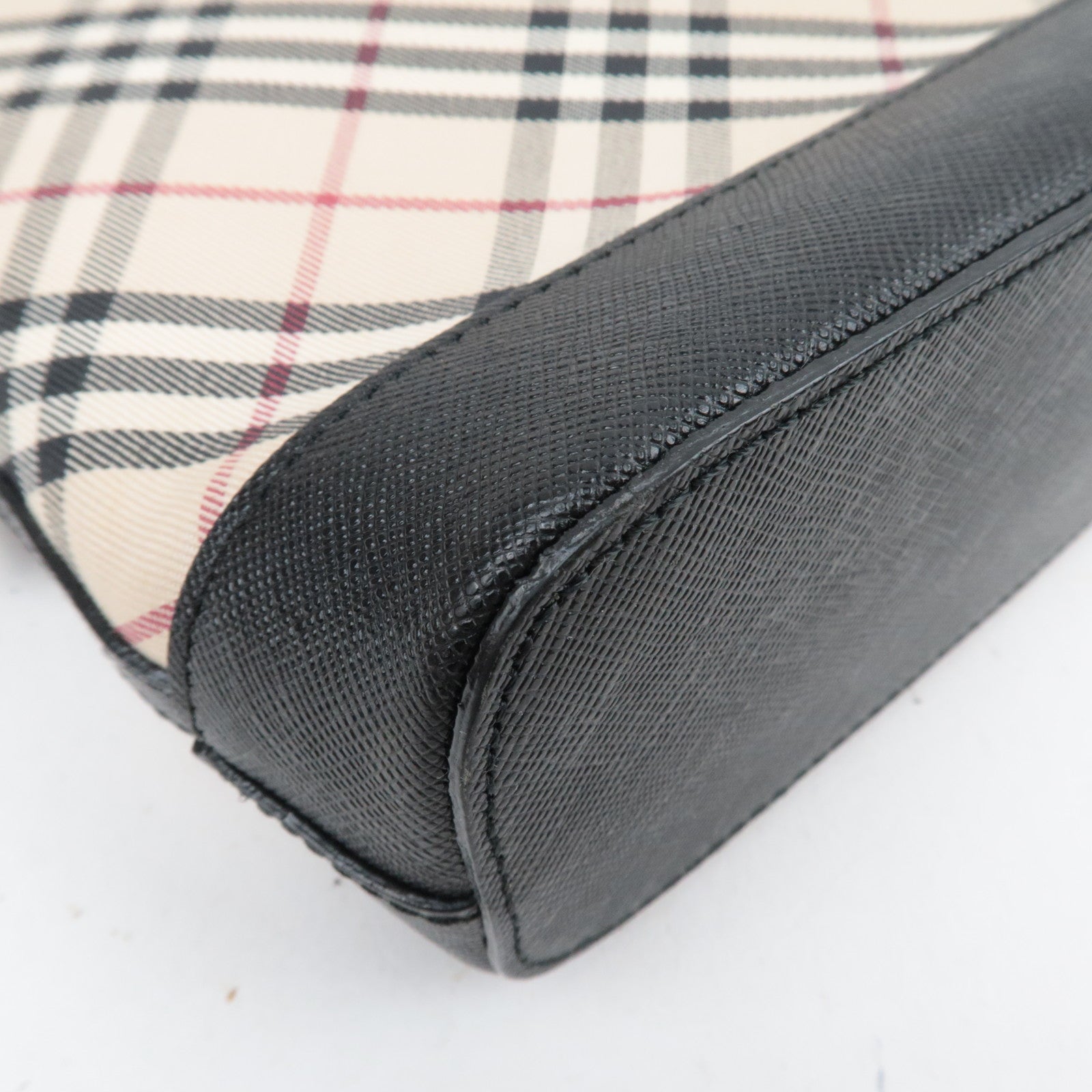 BURBERRY Nova Plaid Canvas Leather Shoulder Bag