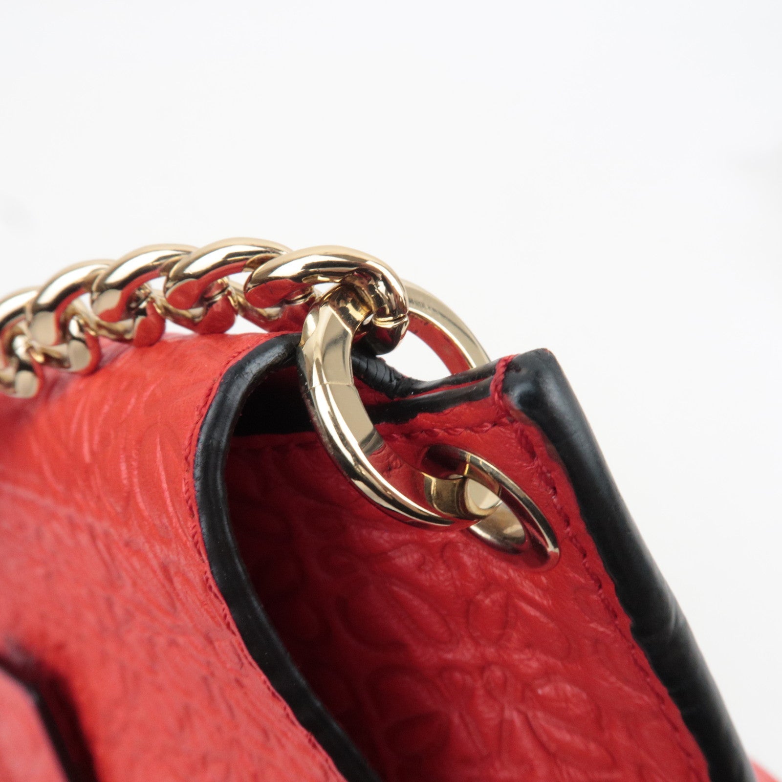 LOEWE Anagram Avenue Leather Chain Shoulder Bag Red