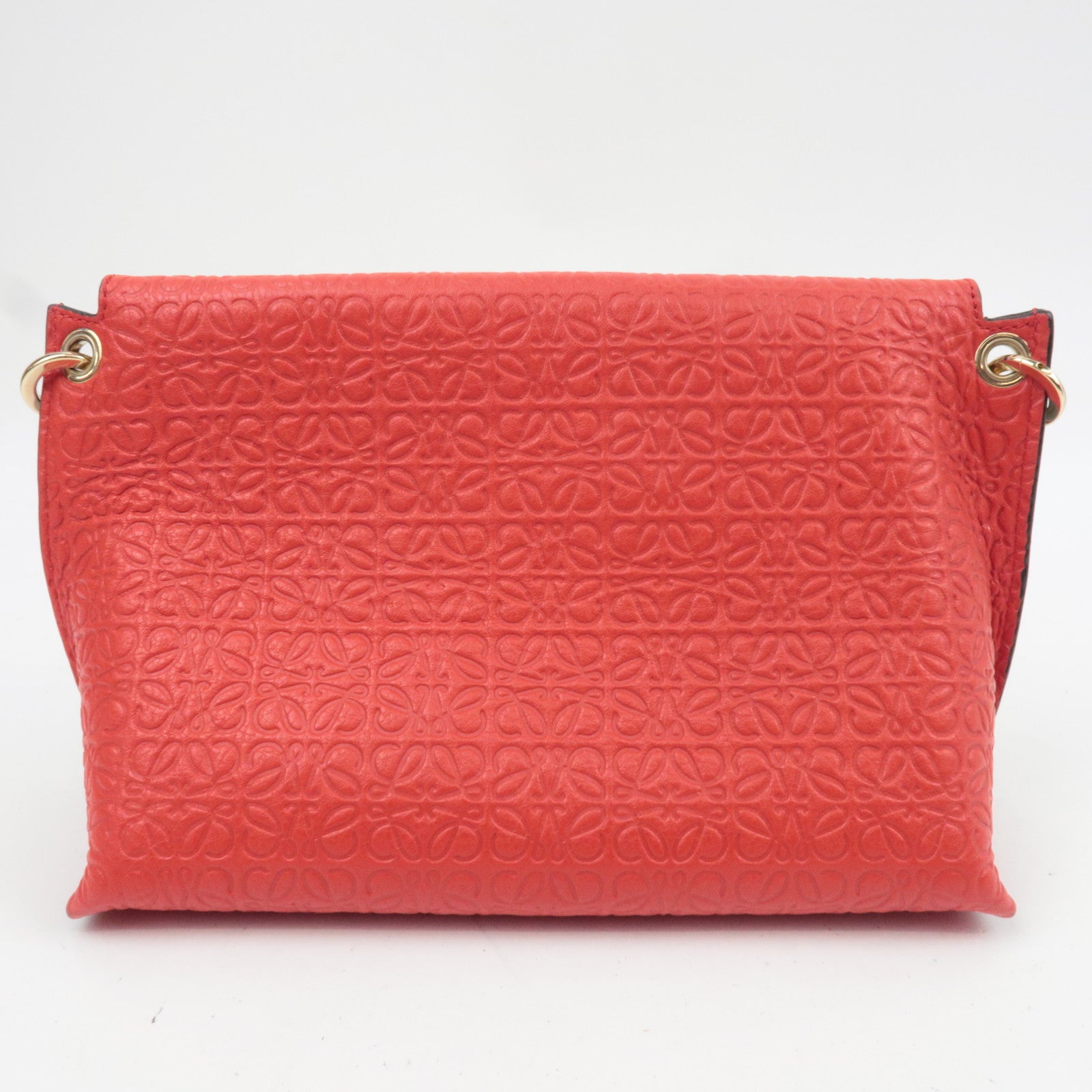 LOEWE Anagram Avenue Leather Chain Shoulder Bag Red