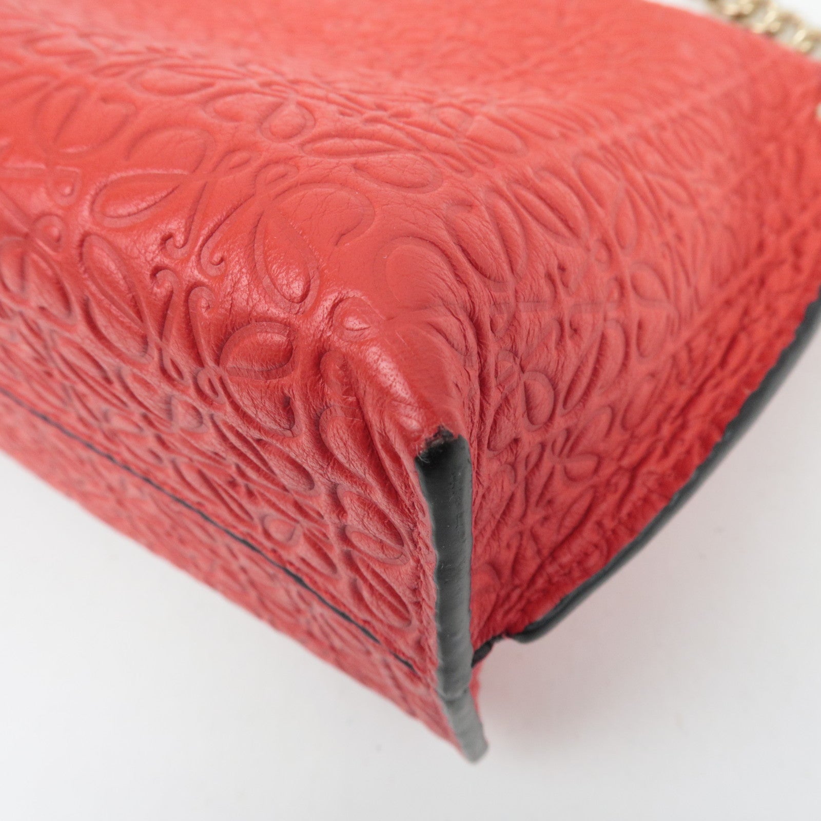 LOEWE Anagram Avenue Leather Chain Shoulder Bag Red