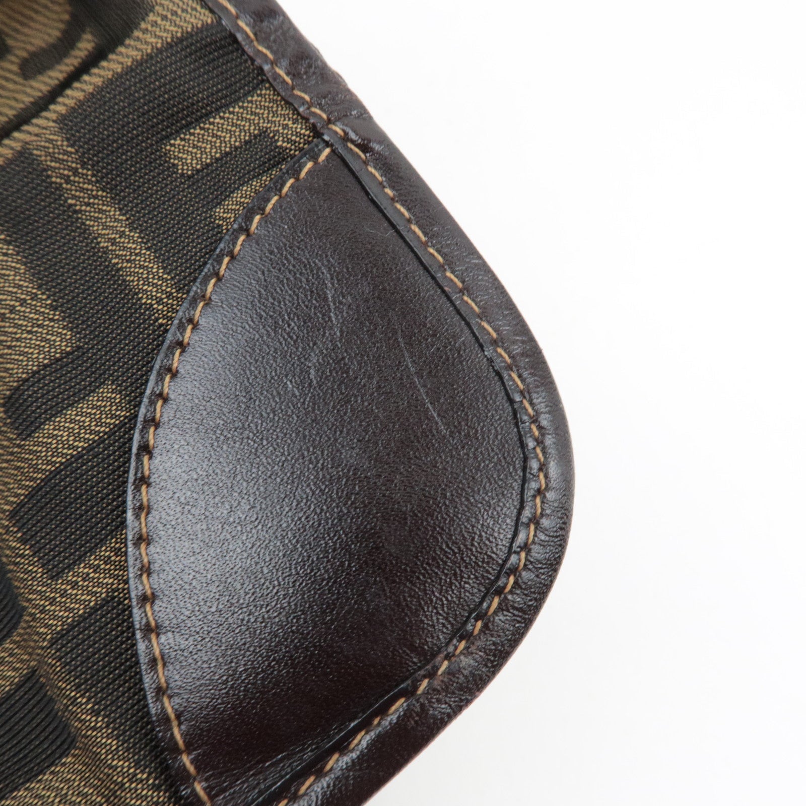 FENDI Zucca Tote Bag Canvas Leather 26555