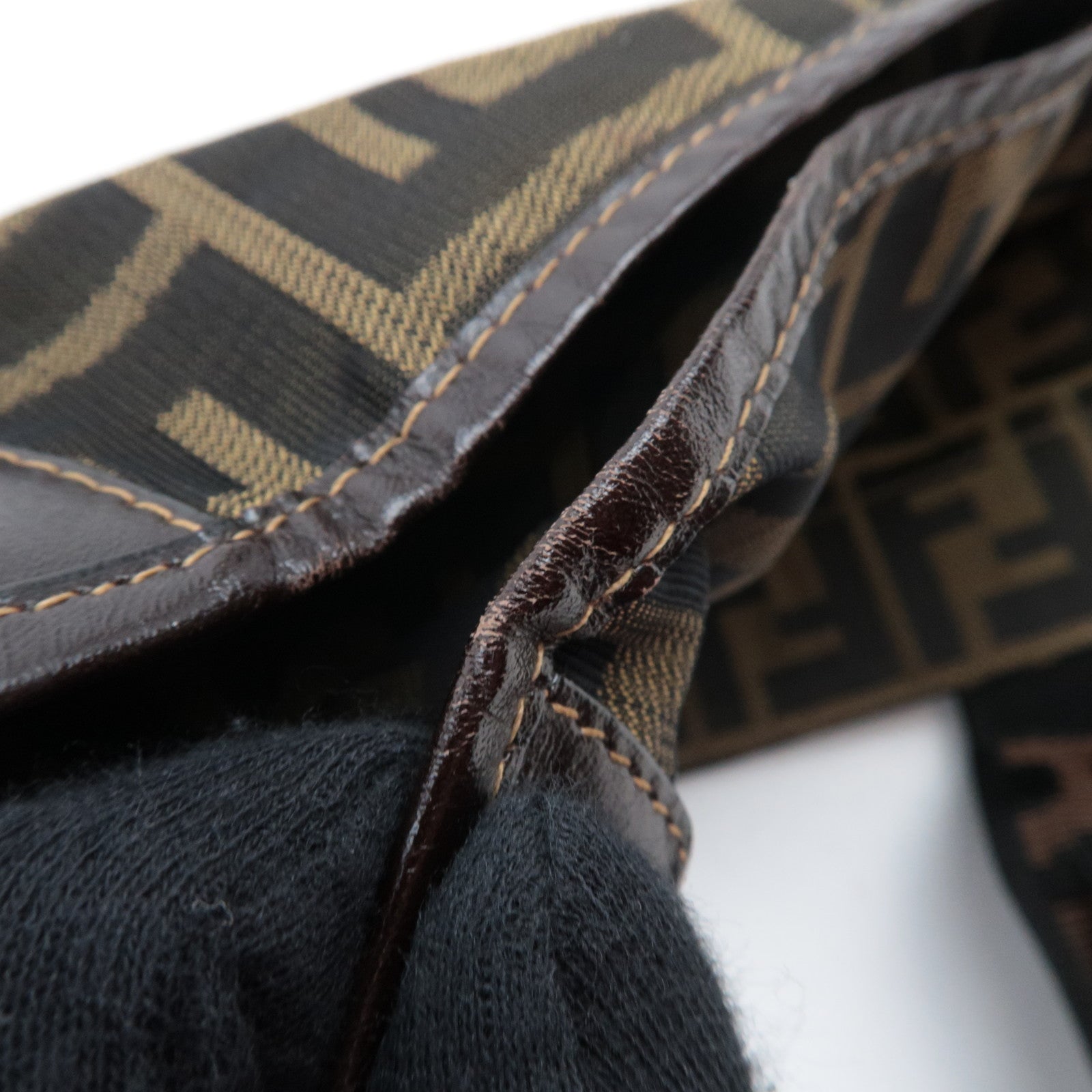 FENDI Zucca Tote Bag Canvas Leather 26555