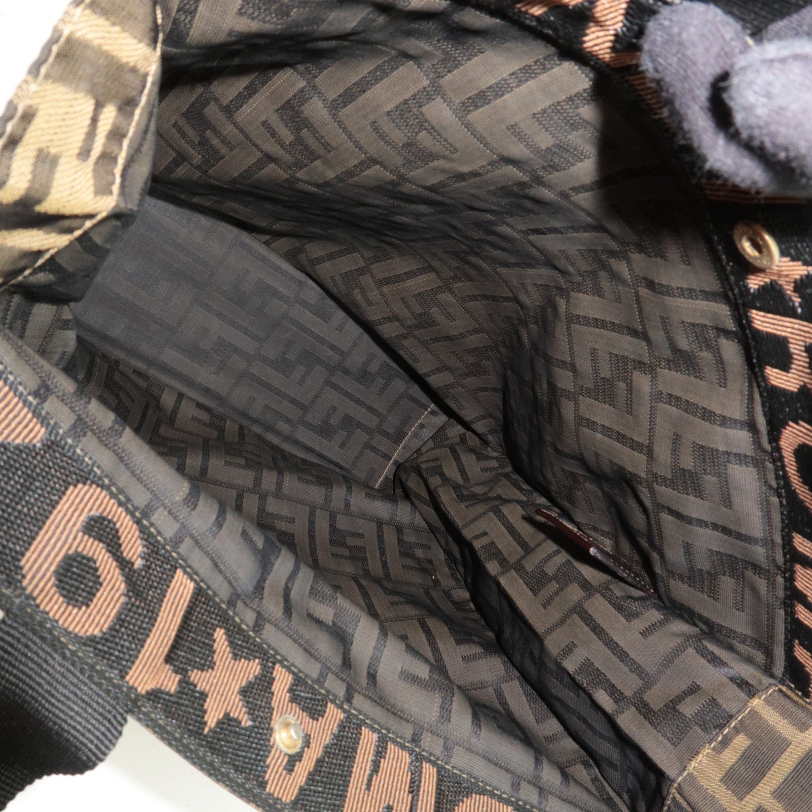 FENDI Zucca Tote Bag Canvas Leather 26555