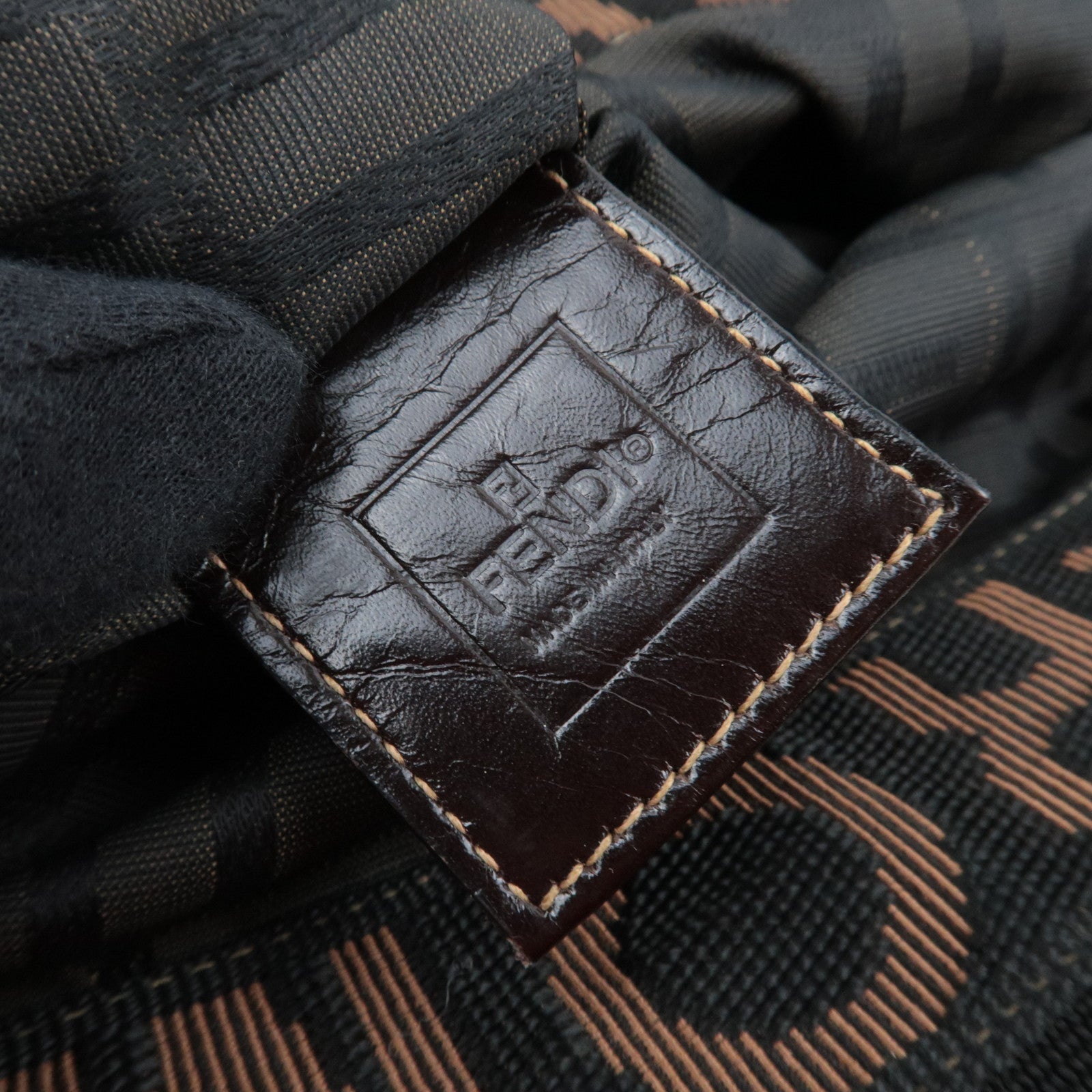 FENDI Zucca Tote Bag Canvas Leather 26555