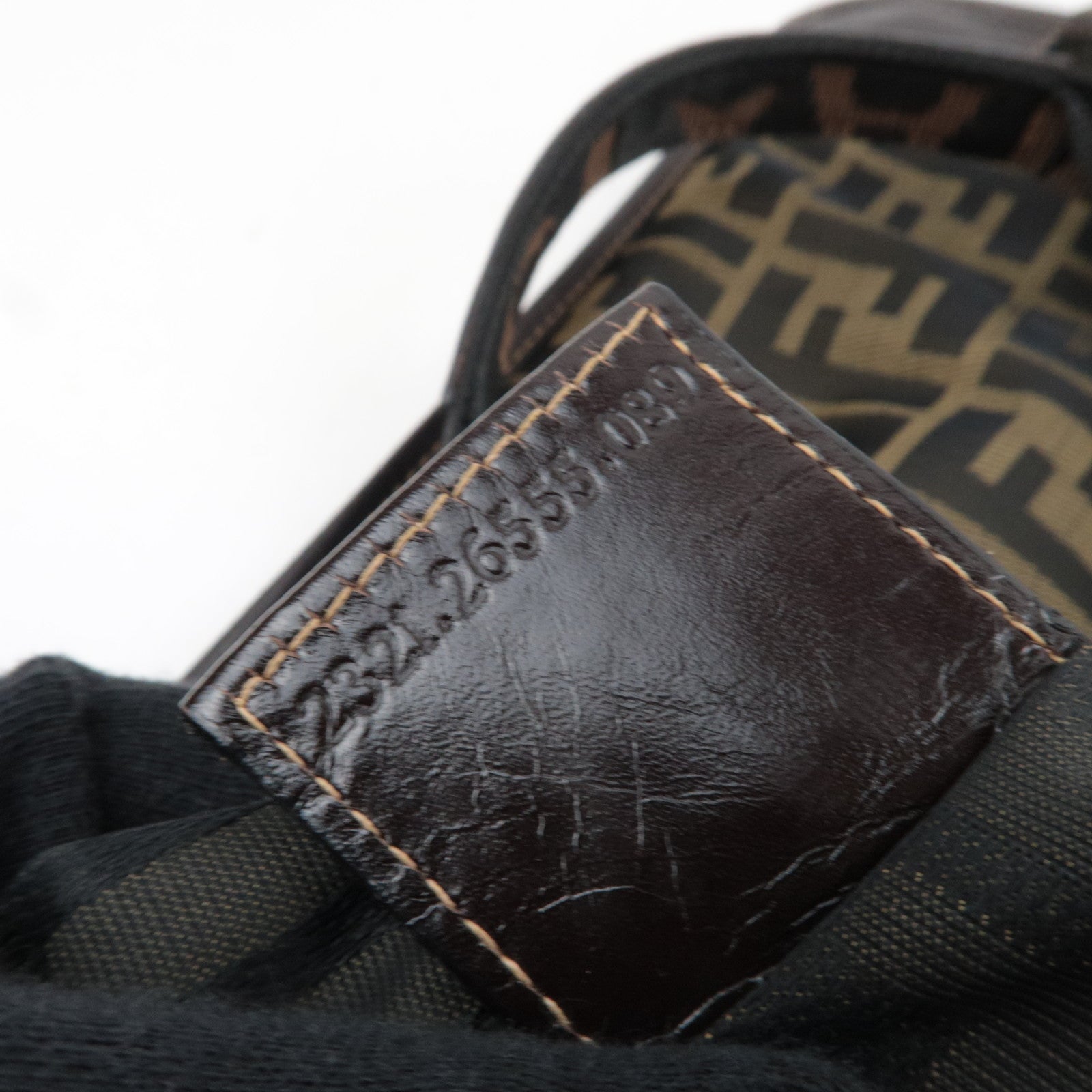 FENDI Zucca Tote Bag Canvas Leather 26555