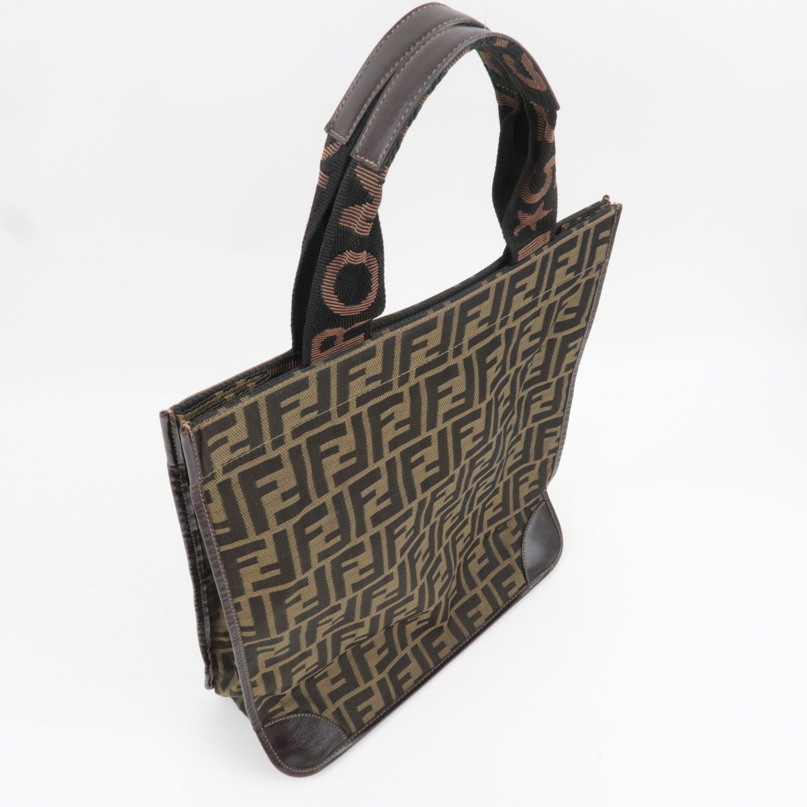 FENDI Zucca Tote Bag Canvas Leather 26555