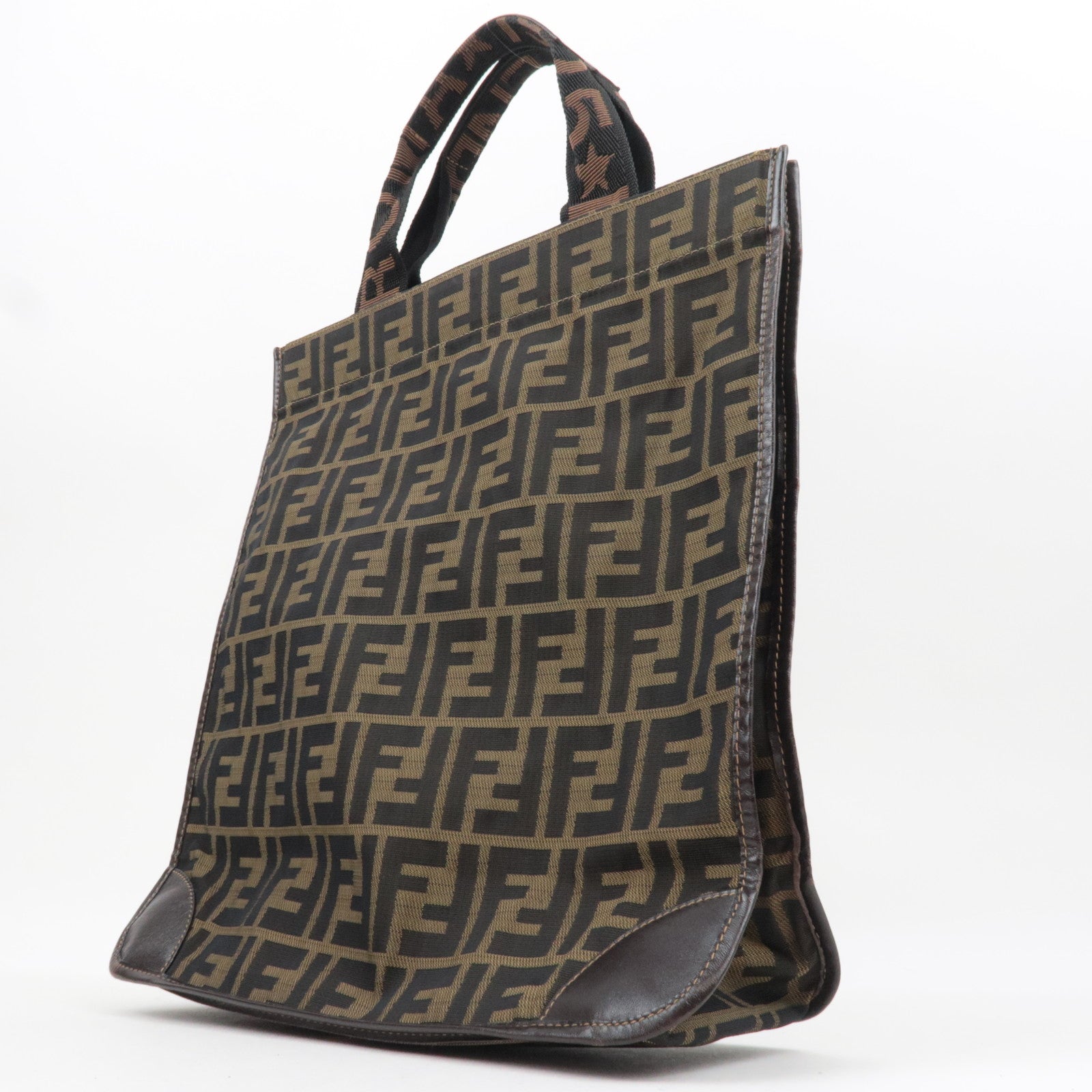 FENDI Zucca Tote Bag Canvas Leather 26555