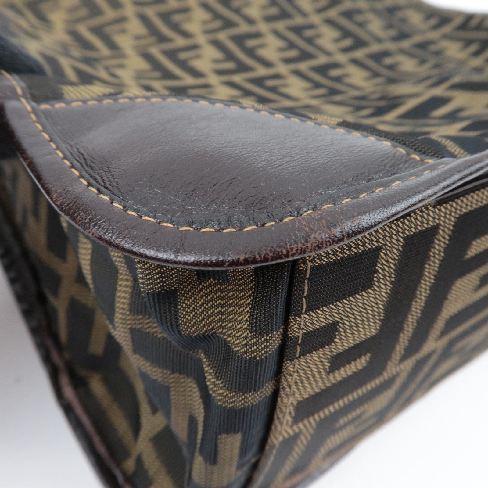 FENDI Zucca Tote Bag Canvas Leather 26555