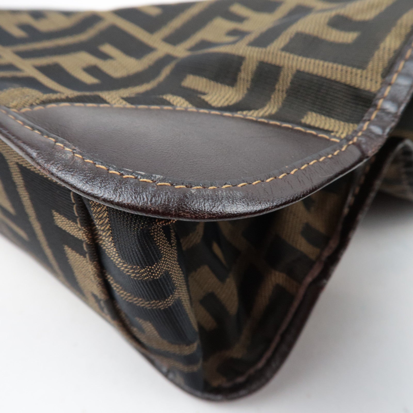 FENDI Zucca Tote Bag Canvas Leather 26555