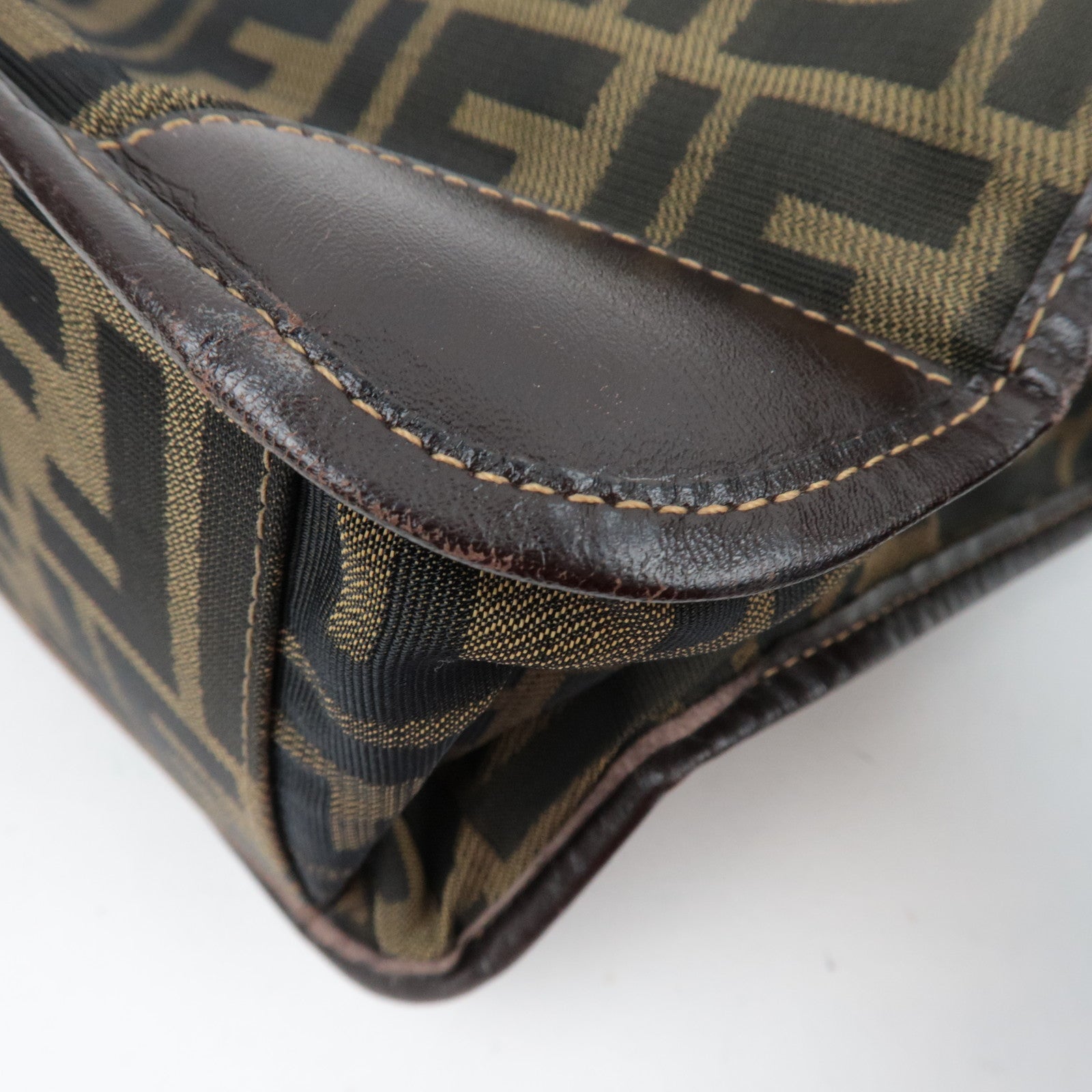 FENDI Zucca Tote Bag Canvas Leather 26555