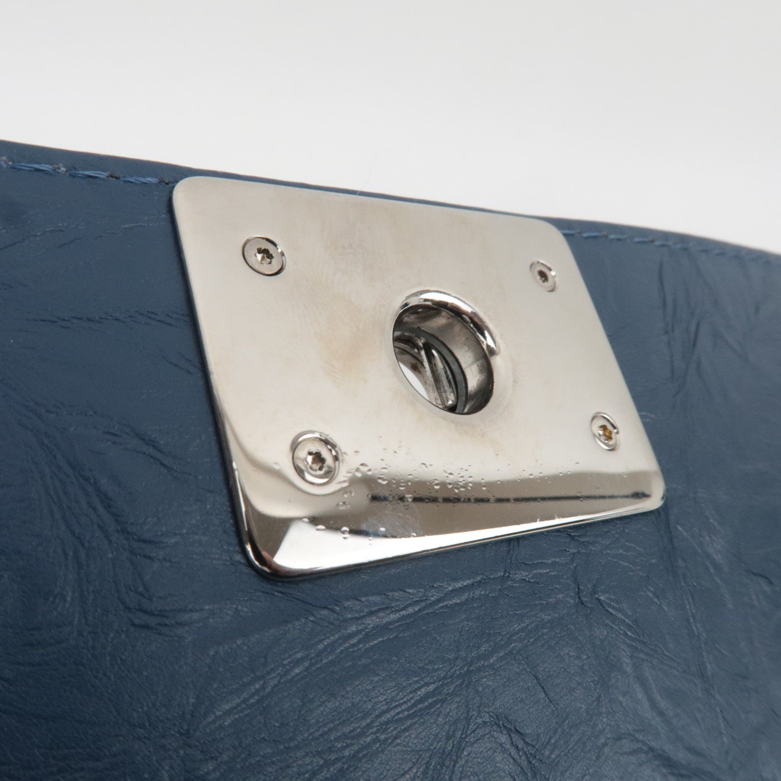 CHANEL Boy Chanel Chain Shoulder Bag Aged Calfskin Blue Silver HDW