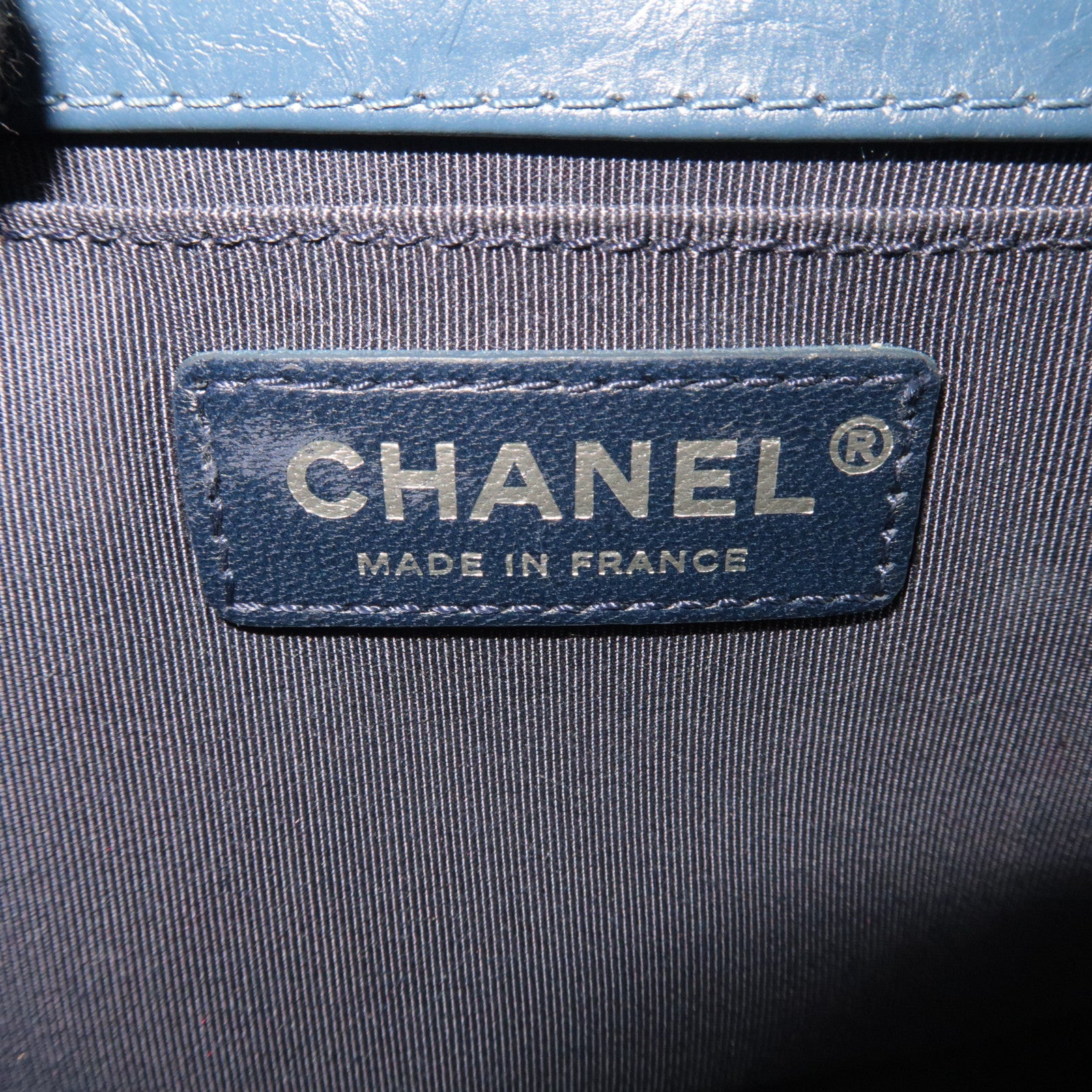 CHANEL Boy Chanel Chain Shoulder Bag Aged Calfskin Blue Silver HDW