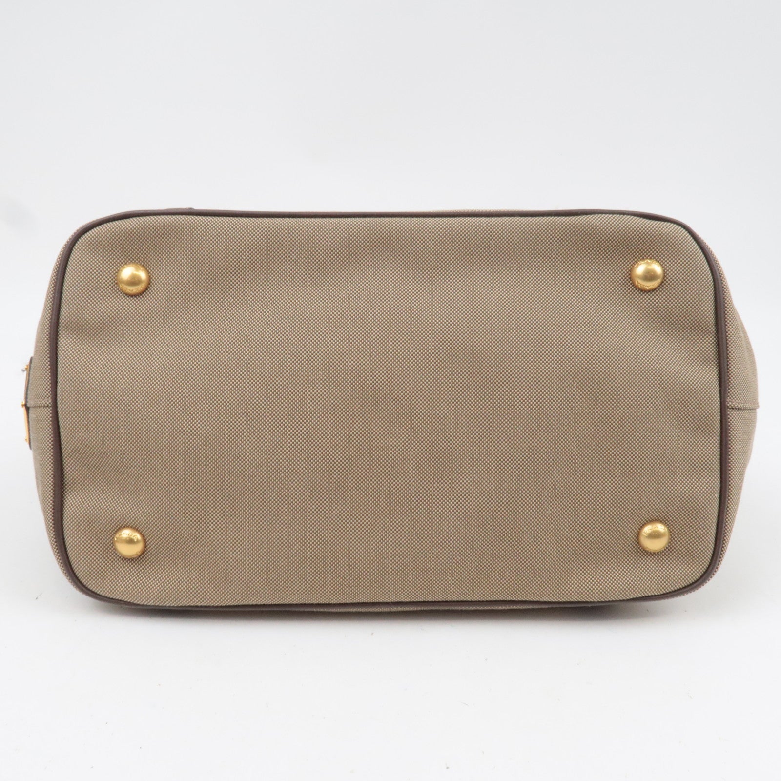 PRADA Logo Jacquard Leather 2Way Shoulder Bag Beige BN1841