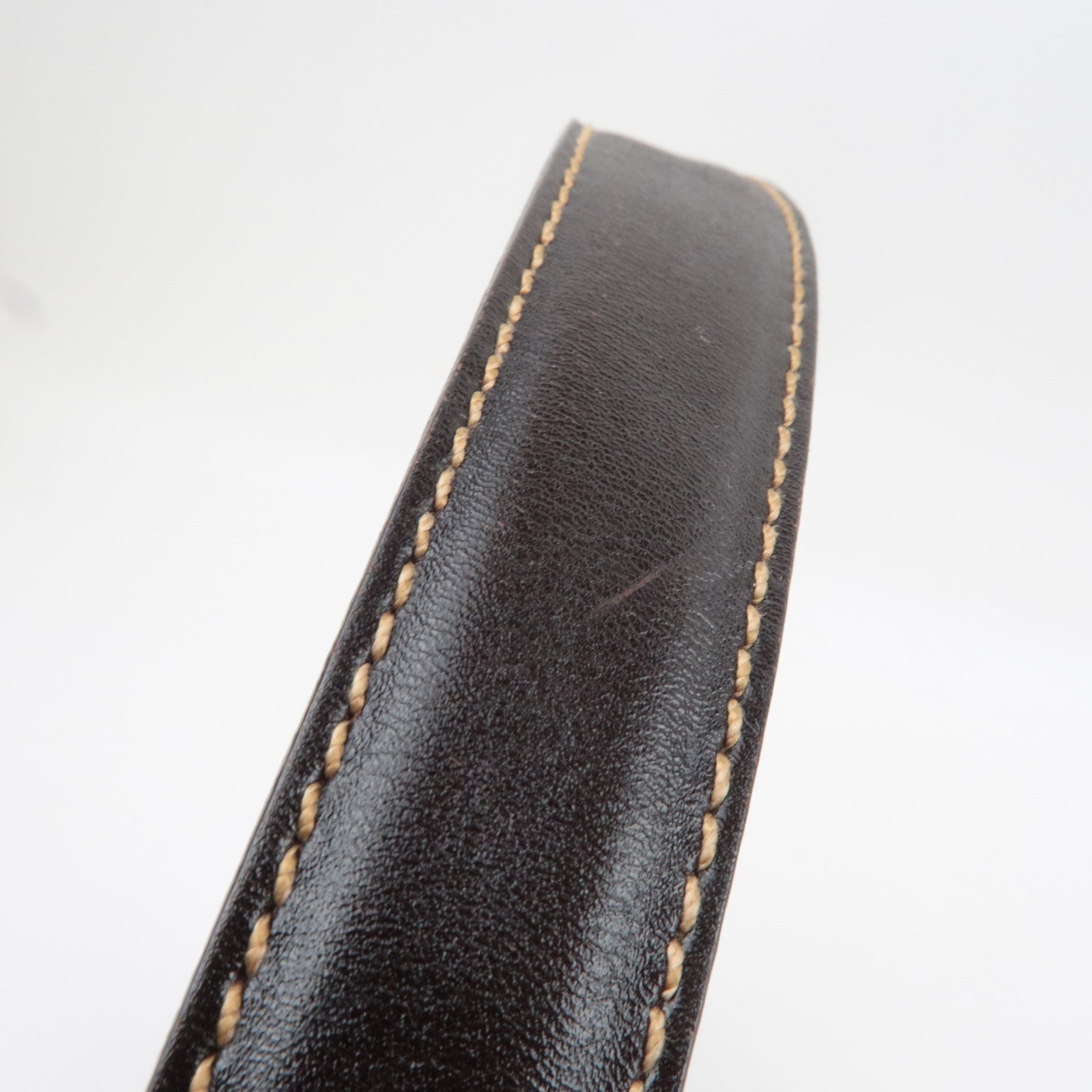 FENDI Zucca Canvas Leather Shoulder Bag Brown Black