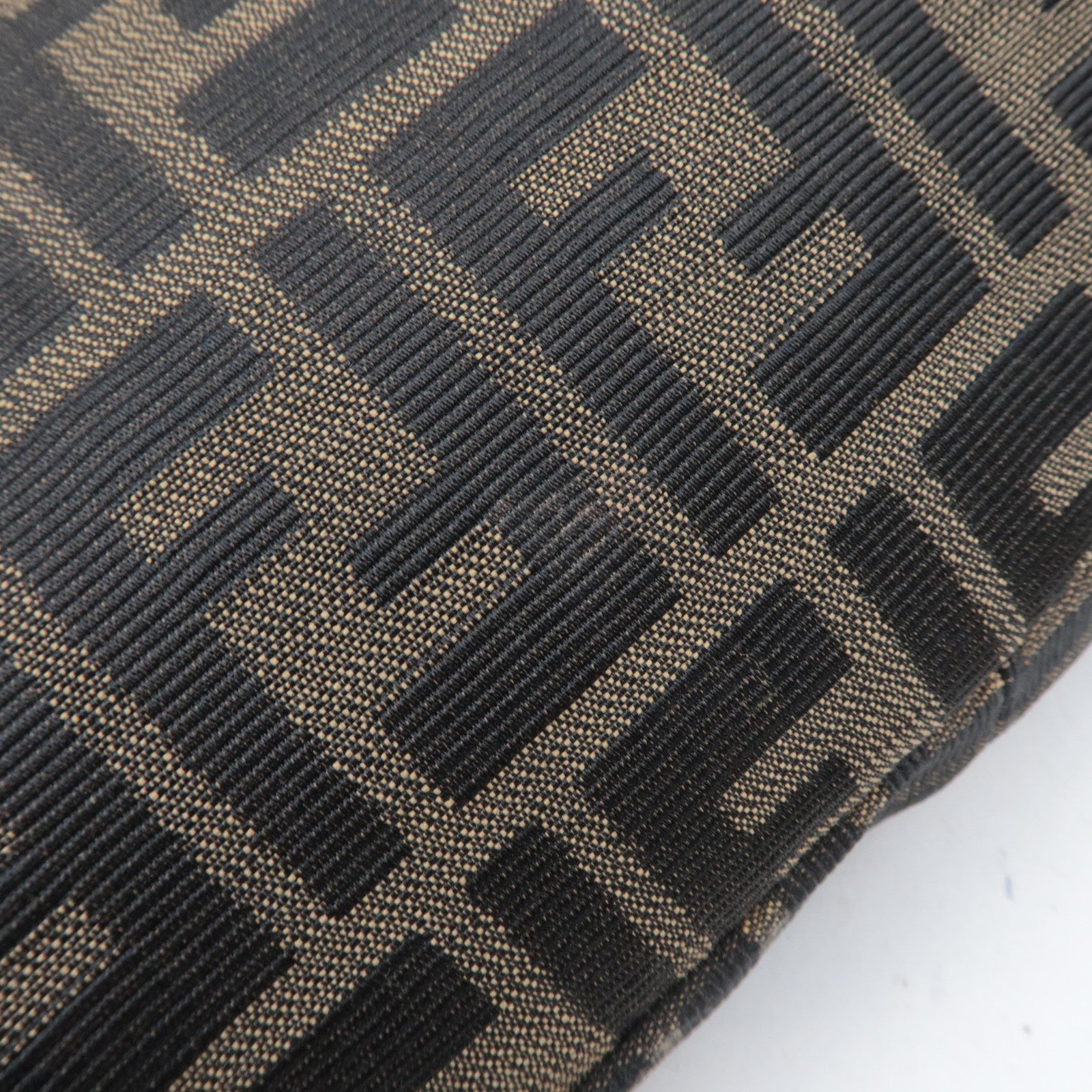 FENDI Zucca Canvas Leather Shoulder Bag Brown Black