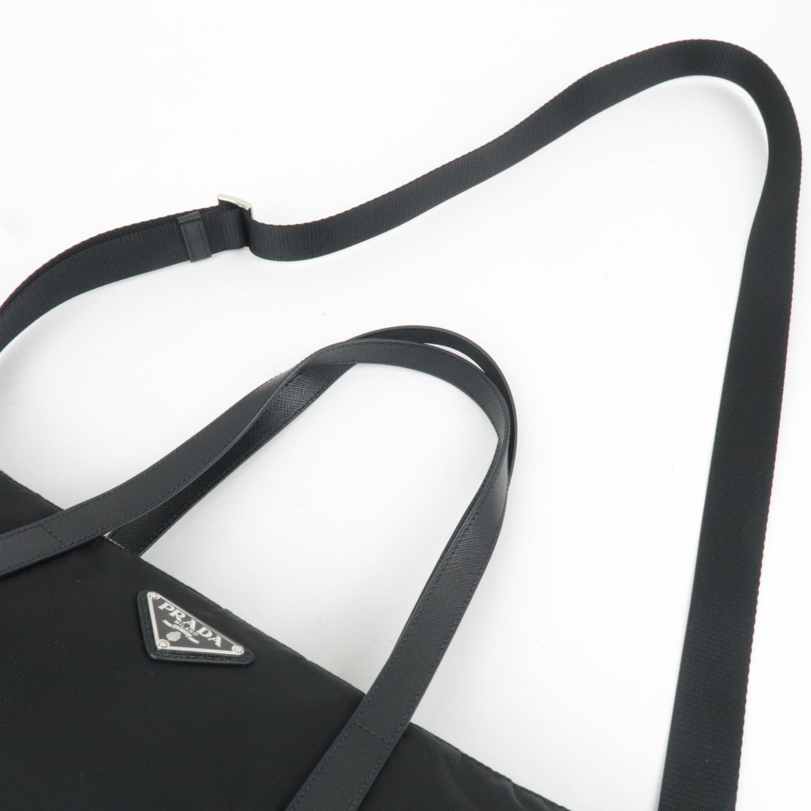 PRADA 2Way Handbag Nylon Leather Black 1BG696